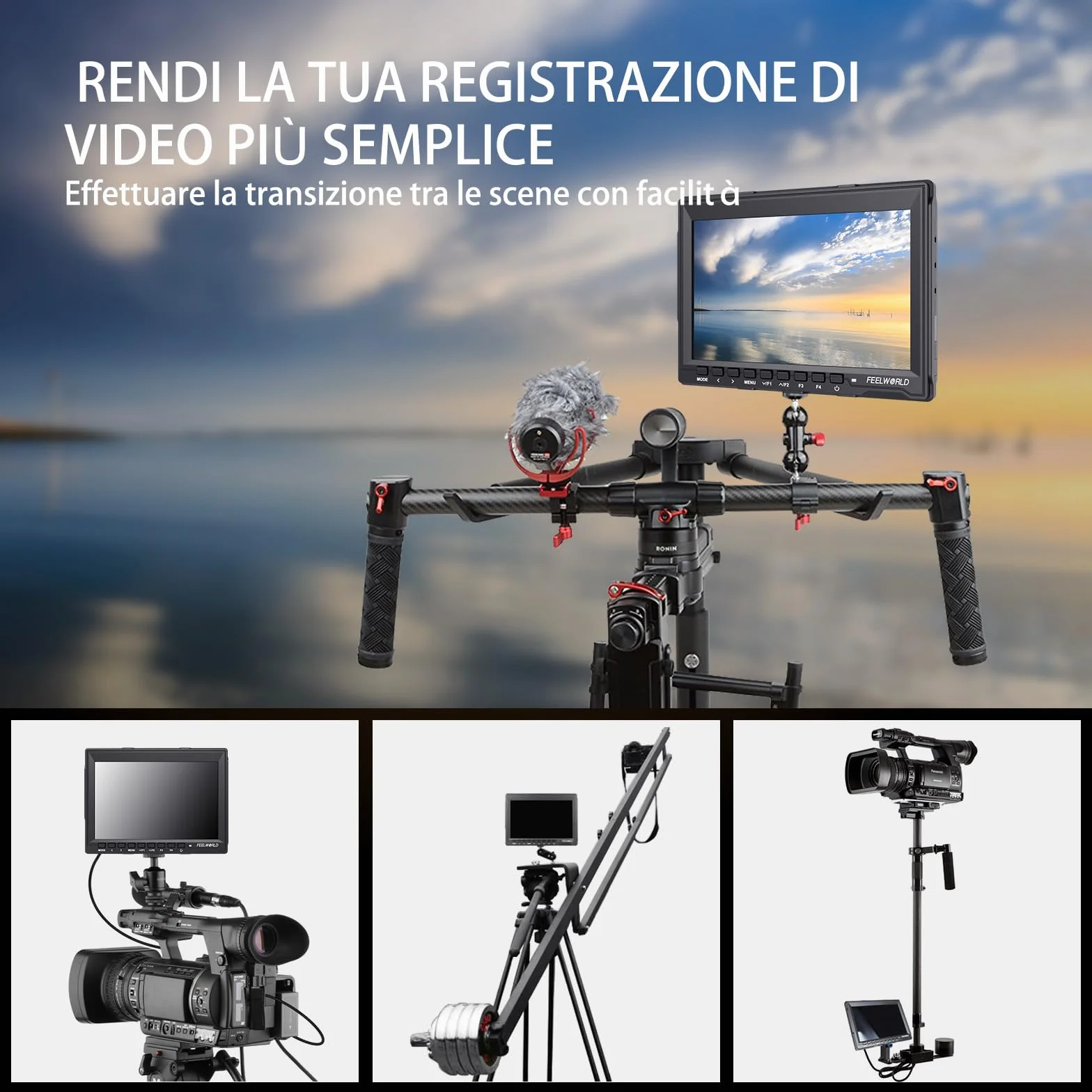 FEELWORLD FW759 7 Pollici On Camera DSLR Monitor Field Full HD Focus Video Assist 1280x800 IPS con 4K HDMI Input Output