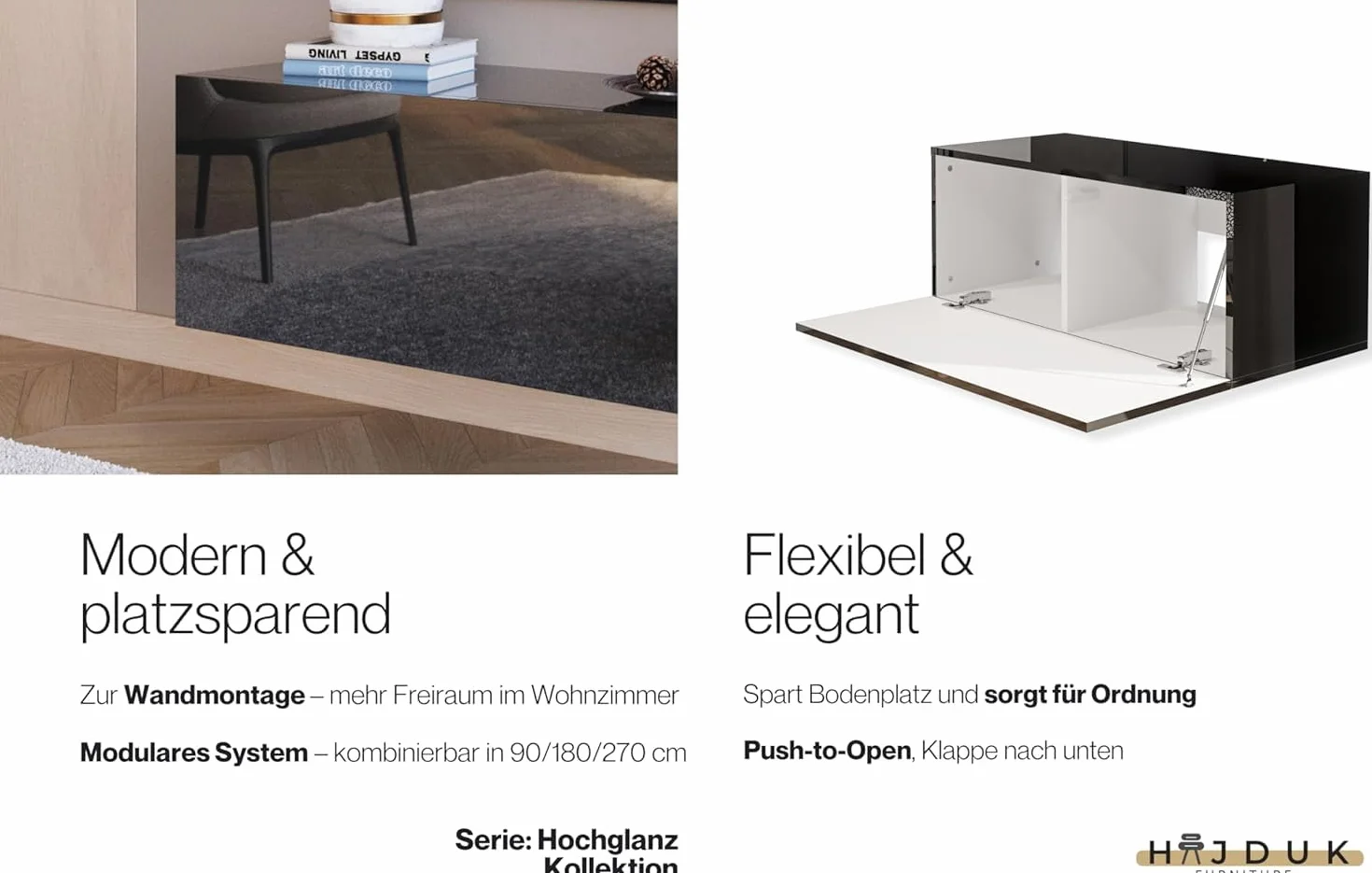 Nero Lucido Mobile TV Sospeso 90 cm Supporto tv Parete Attrezzata Soggiorno Moderno Pannello Porta TV per Camera Salotto Ingresso Moderna Armadio a Muro Credenza