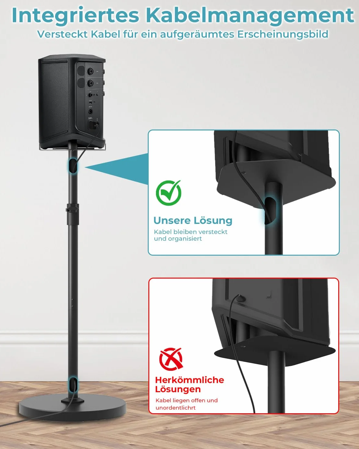Supporto regolabile compatibile con Bose S1 Pro / S1 Pro Plus, altezza regolabile da 114 a 137 cm, altoparlante fino a 9 kg, supporto da pavimento per Bose S1 Pro con gestione dei cavi