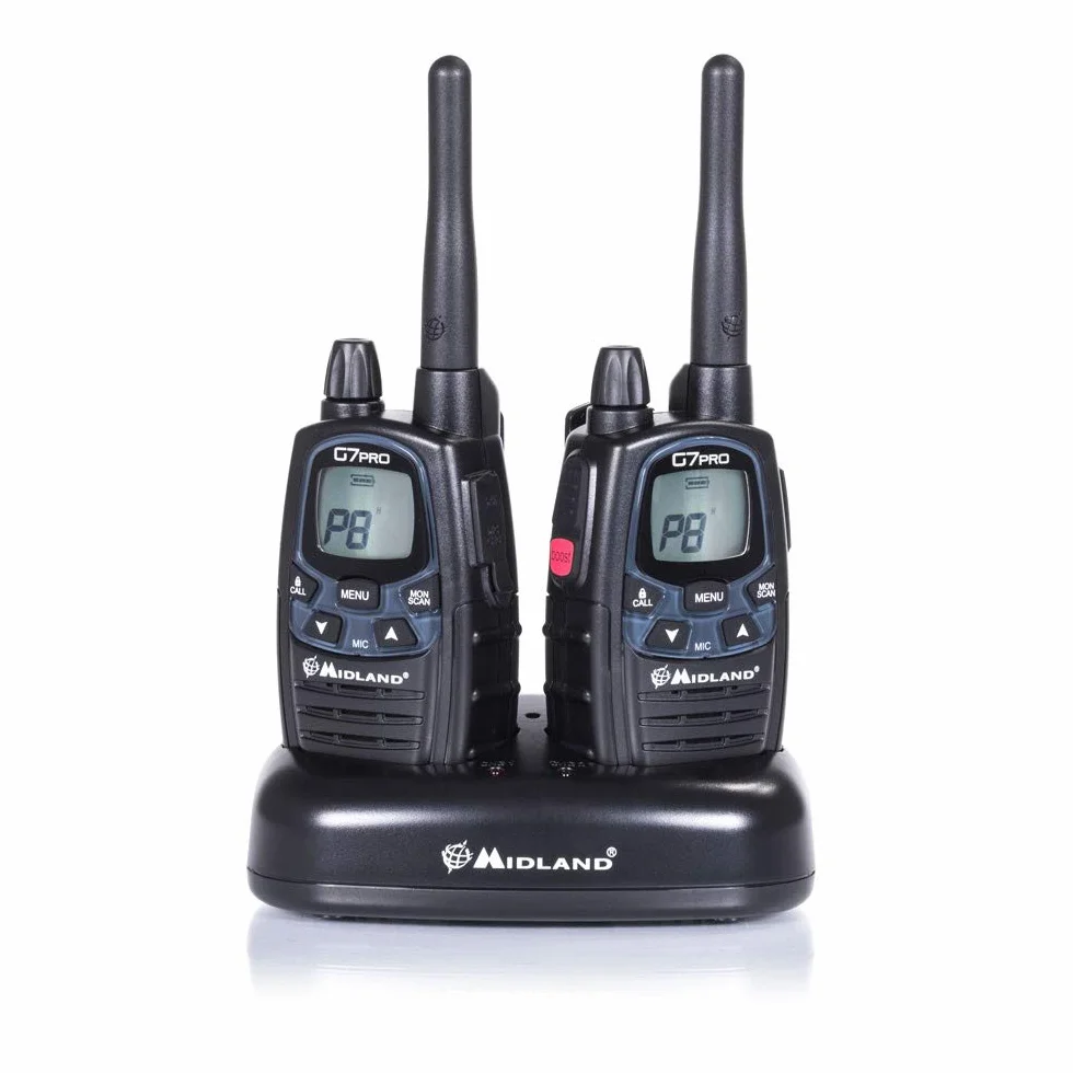 Midland G7 Pro doppio - OLD VERSION - Kit Radio Ricetrasmittente Walkie Talkie Dual Band 8 Canali PMR446 e 69 Canali LPD - 2 Ricetrasmettitori, 2 Set Batterie Ricaricabili