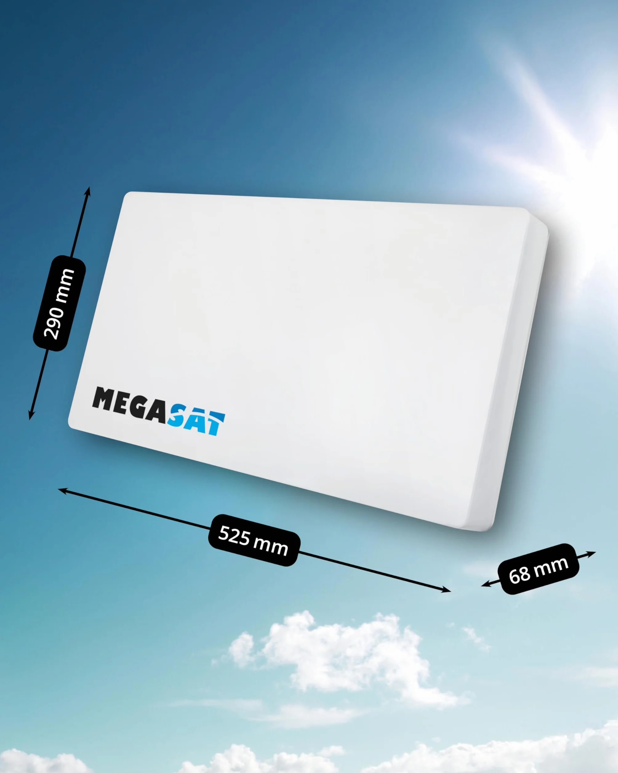 Megasat Antenna piatta D1 Profi-Line – Antenna satellitare piatta (1 utente, LNB intercambiabile, installazione a parete, supporto per palo/balcone o finestra) – Bianco