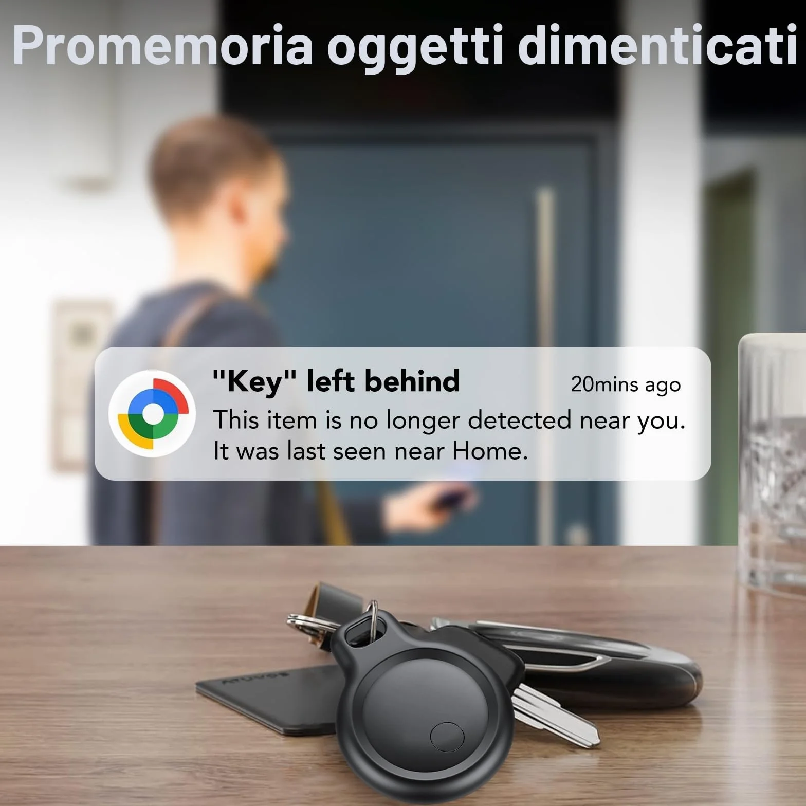 Android Smart Tag, Traceur tag con Google's Find Hub (Solo Android), IP68 Impermeabile, Bluetooth Localizzatore con Custodia Protettiva, Trova Oggetti per Chiavi/Bagagli/Portafogli, 4 Nero Elegante