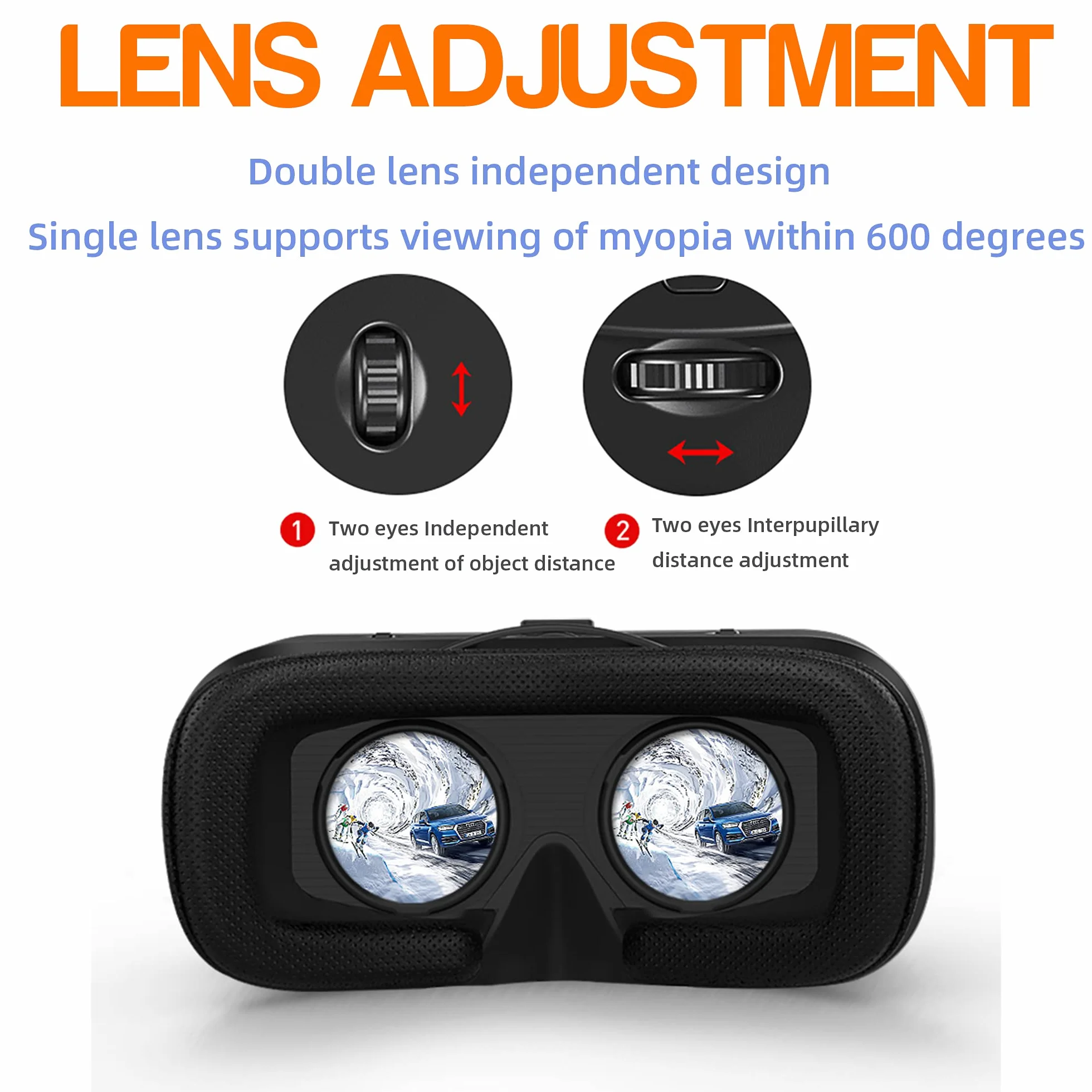 Occhiali VR 3D per Smartphone, 3D Visore Realtà Virtuale, HD VR per Film & Giochi, Compatibile con la Maggior parte degli Smartphone (4,7-6,7 Pollici). Regalo di Natale Perfetto.