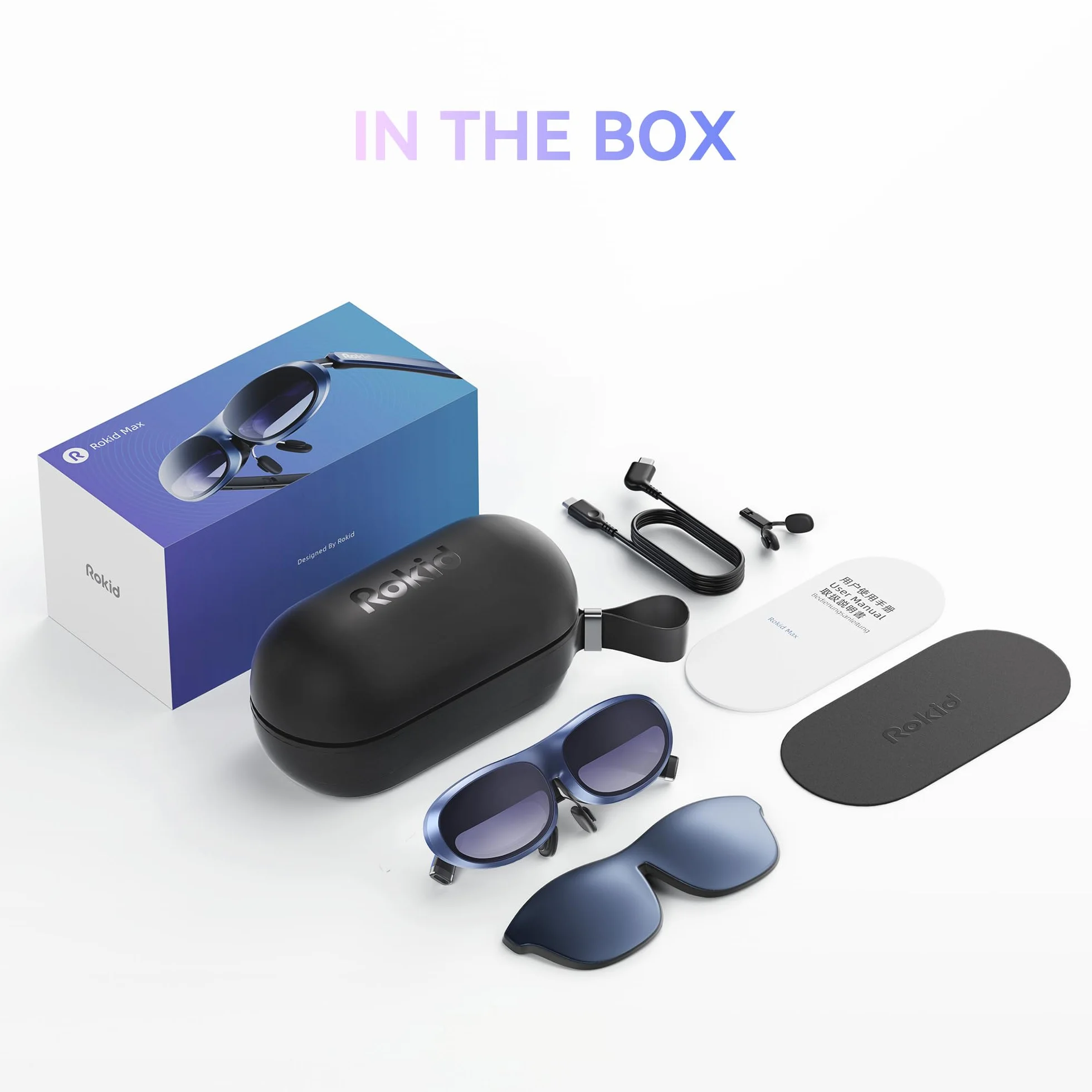 Rokid Max Occhiali AR con Teatro Virtuale Micro-OLED da 360'', Campo Visivo di 50° e Luminosità di 600 nits, Supporto HDCP, Compatibile con iPhone 15, Android, Console e Computer
