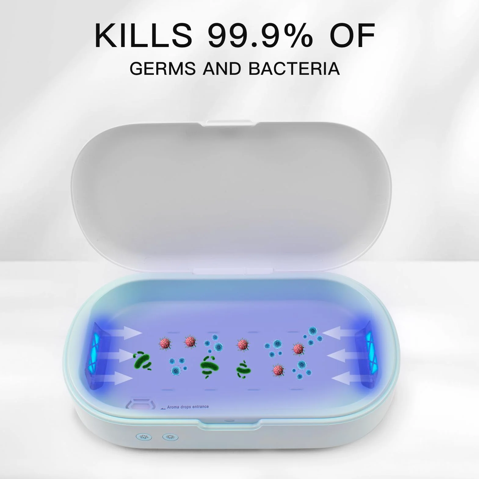 Scatola disinfettante a luce UV Sterilizzatore UVC per telefono Pulito ai raggi ultravioletti 99,99% per spazzolino da denti, gioielli, occhiali, strumenti per unghie, chiavi, aromaterapia... (ES