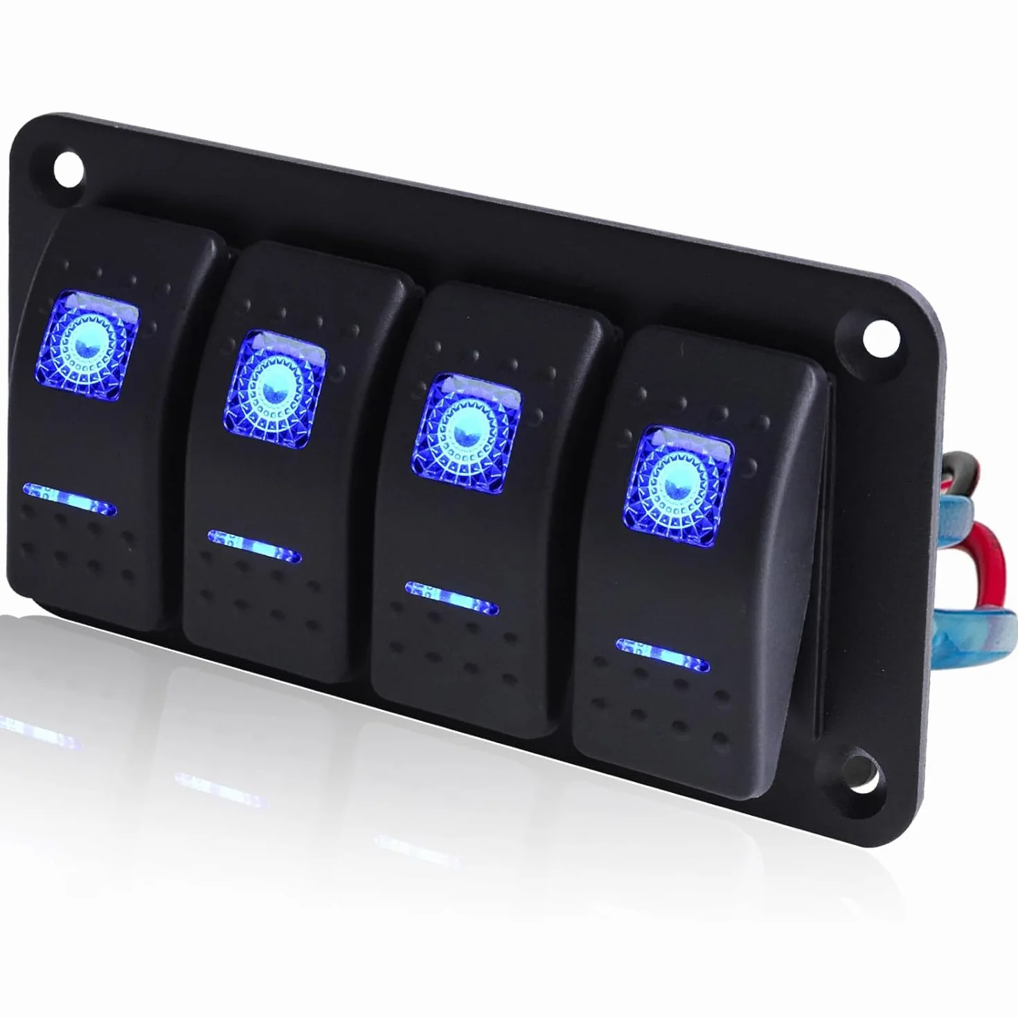 Greluma 4-banda pannello interruttori a bilanciere ON/OFF precablato retroilluminato blu per auto barca camper