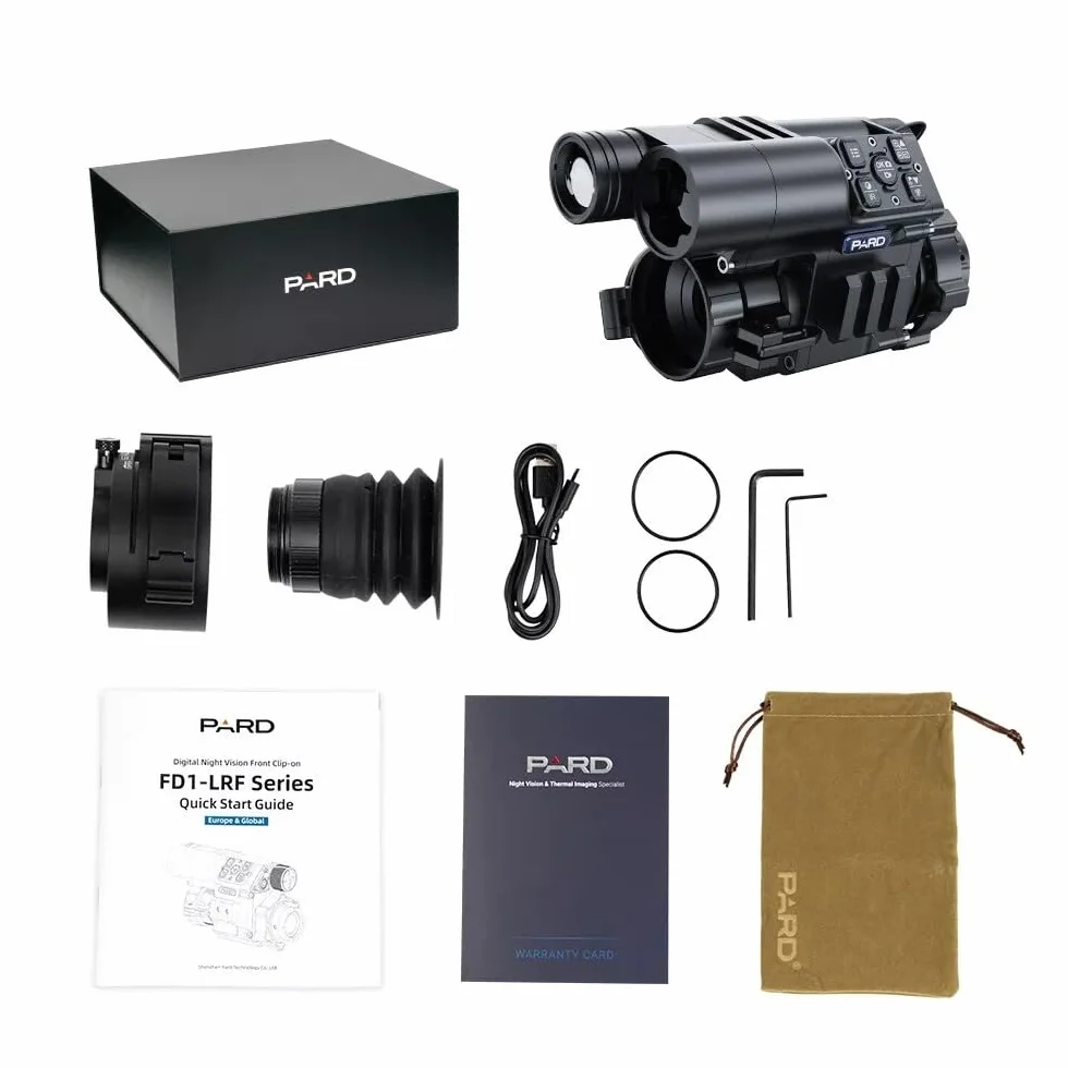 PARD Visore Notturno, Monoculare per Visione Notturna con clip montato anteriormente, calcolo balistico, telemetro 1000 m, sensore 2K, registrazione video, Wi-Fi, impermeabile, FD1/FD1-LRF
