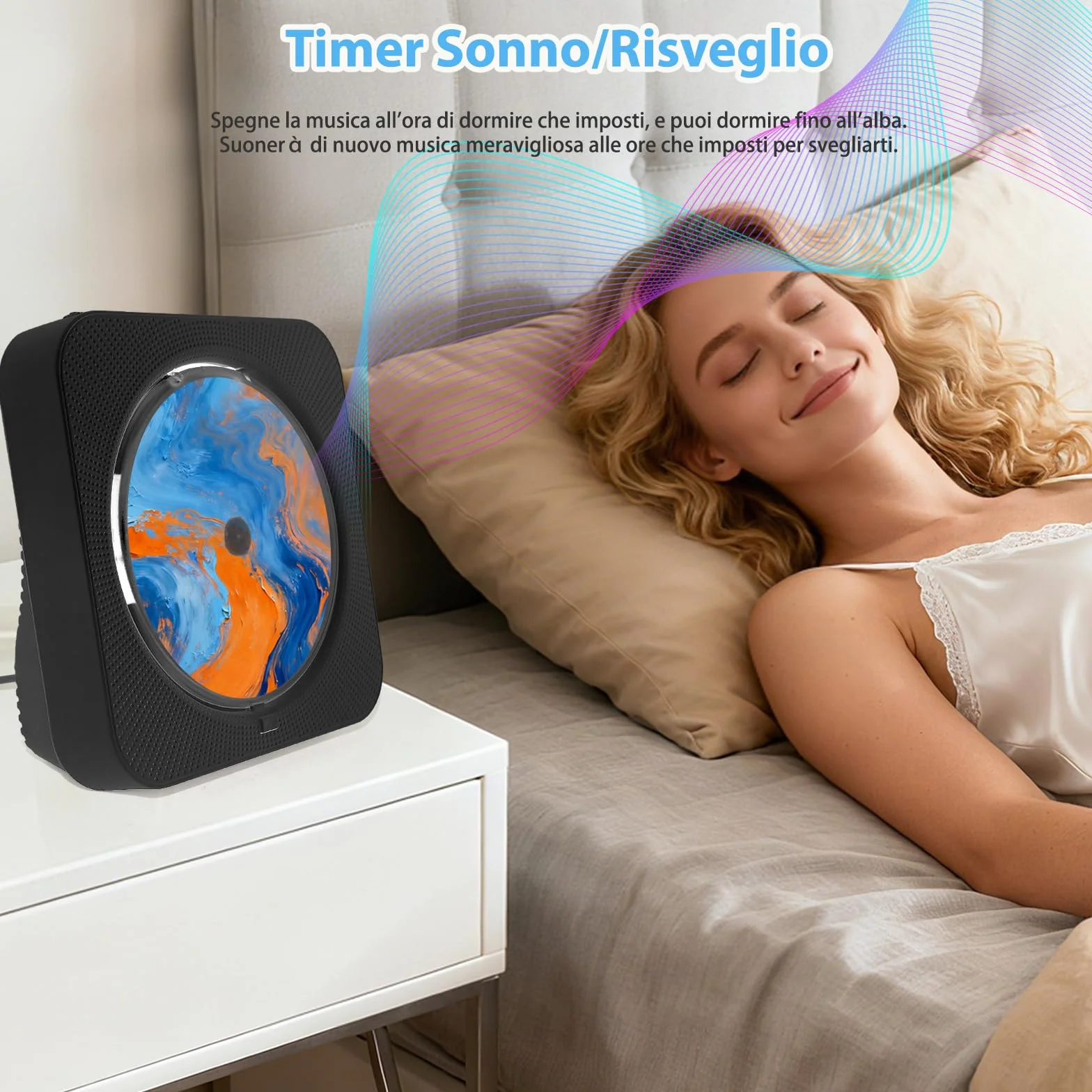Lettore CD Portatile con Bluetooth 5.1, CD Player Desktop Domestico, Lettore CD HiFi Musicale con Altoparlanti, LED Schermo FM Radio USB/AUX Prese per Cuffie Telecomando, Regalo di Natale (Nero)