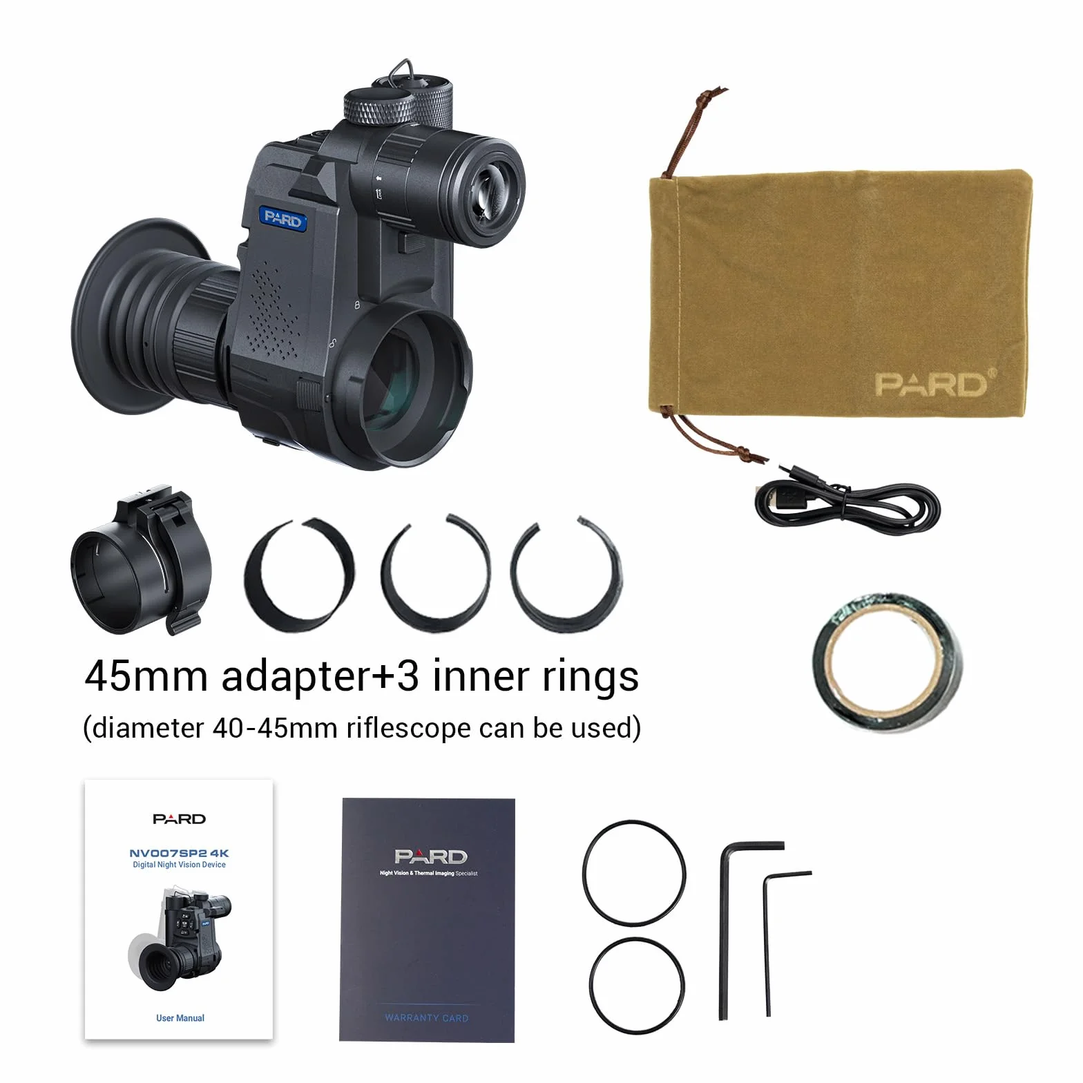 PARD Night Vision, Night Vision 100% Darkness, Monocoli a infrarossi da viaggio per caccia e sorveglianza, registrazione di immagini e riproduzione video, IR 850nm 940nm, NV007S