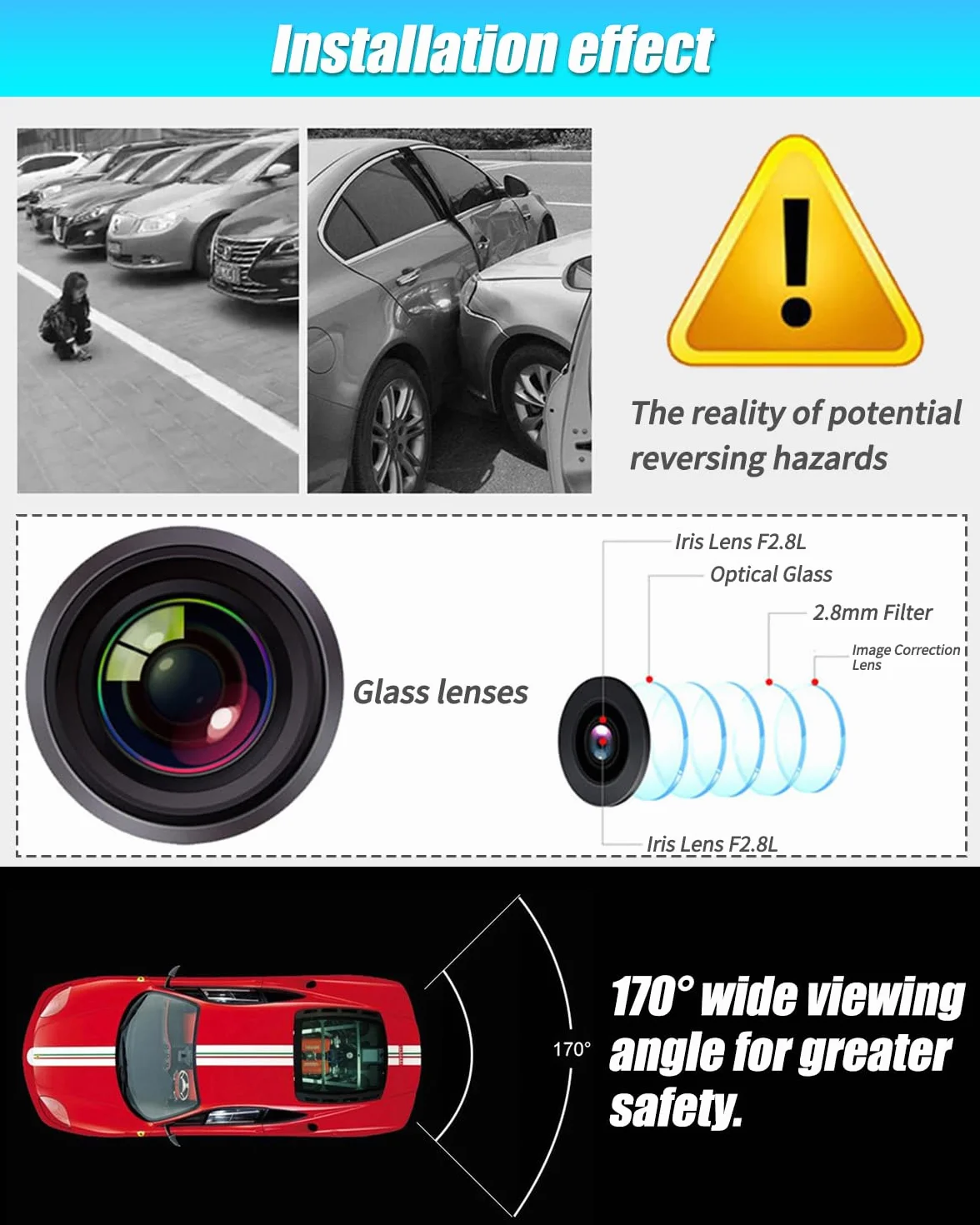 Telecamera per auto ad alta risoluzione, telecamera di retromarcia con luce targa a colori per Fiat 500L