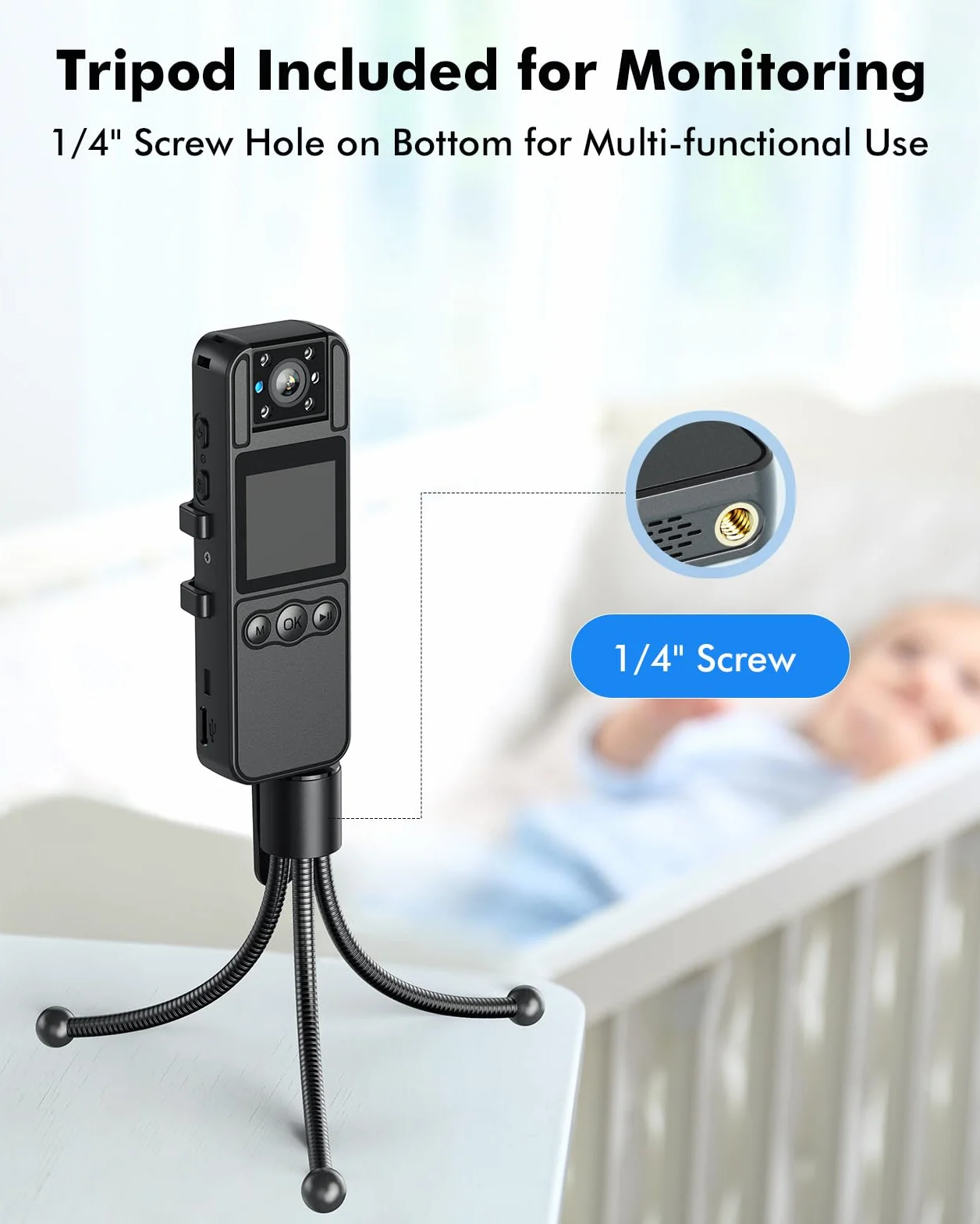 BOBLOV A26 Small Body Camera, Mini fotocamera per Corpo Policial Bicicletta Videocamera per Sport/Conferenze/Aula/Ufficio/Casa/Viaggio