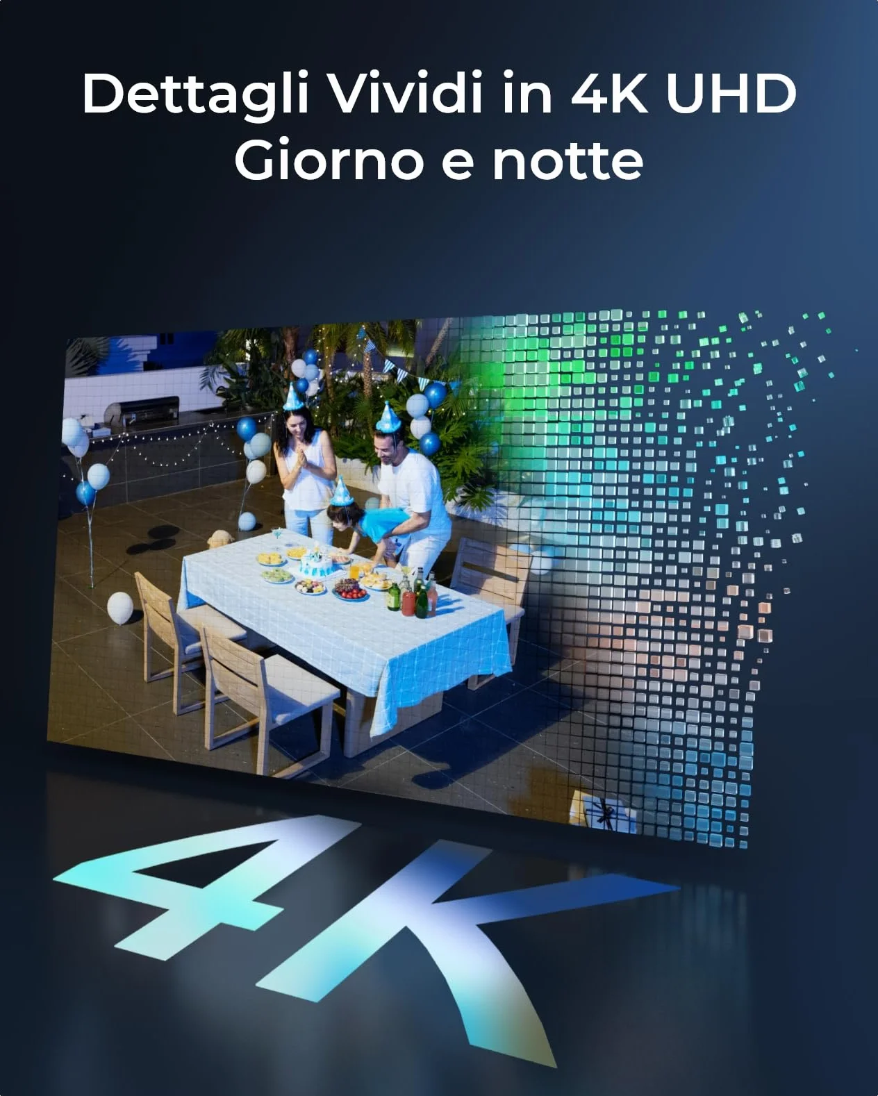 Reolink 4K Telecamera Wi-Fi Esterno con Batteria e Pannello Solare, 360° PTZ Senza Fili, 2,4/5 GHz WiFi, Rilevamento Uomo/Auto/Animale, 8MP Visione Notturna a Colori, Sirena/SD/Cloud, Argus PT Ultra