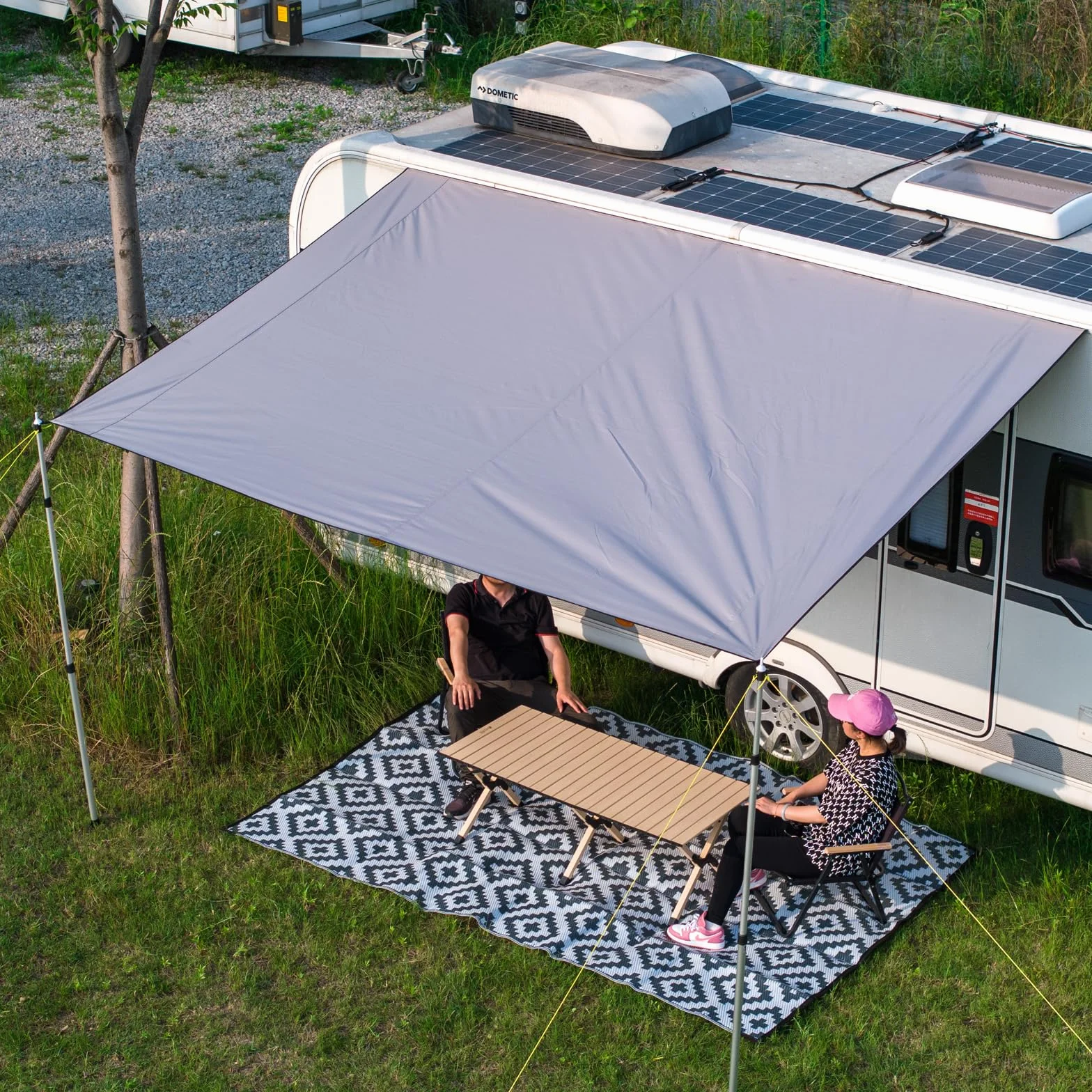 Dulepax tenda da sole per roulotte 3,5 m x 2,45 m impermeabile 3000 mm UV resistente