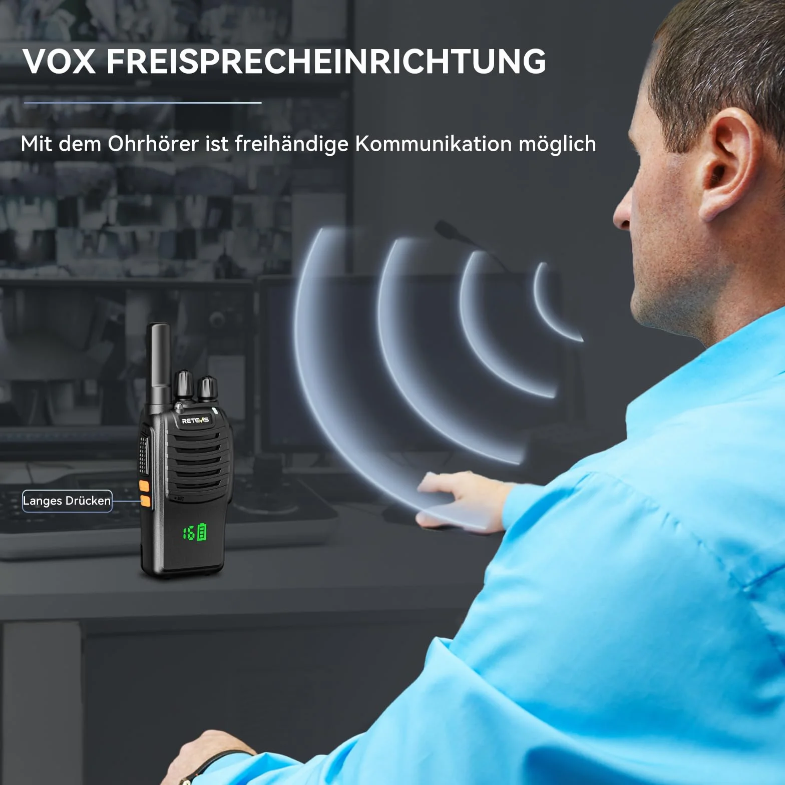 Retevis H777H Walkie Talkie, Radio Bidirezionale con Caricabatterie a Sei Vie, Display Nascosto, Durata della Batteria 19H, VOX, Ricetrasmittenti per Scuola, Supermercato, Ristorante (Nero, 6 Pezzi)