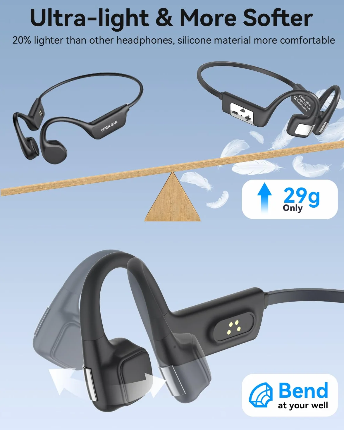 MONODEAL Cuffie Conduzione Ossea Bluetooth 5.4 Subacquee per Piscina IP68 Impermeabile Auricolari MP3 Subacqueo 8G Auricolari Sport per Nuoto, Corsa