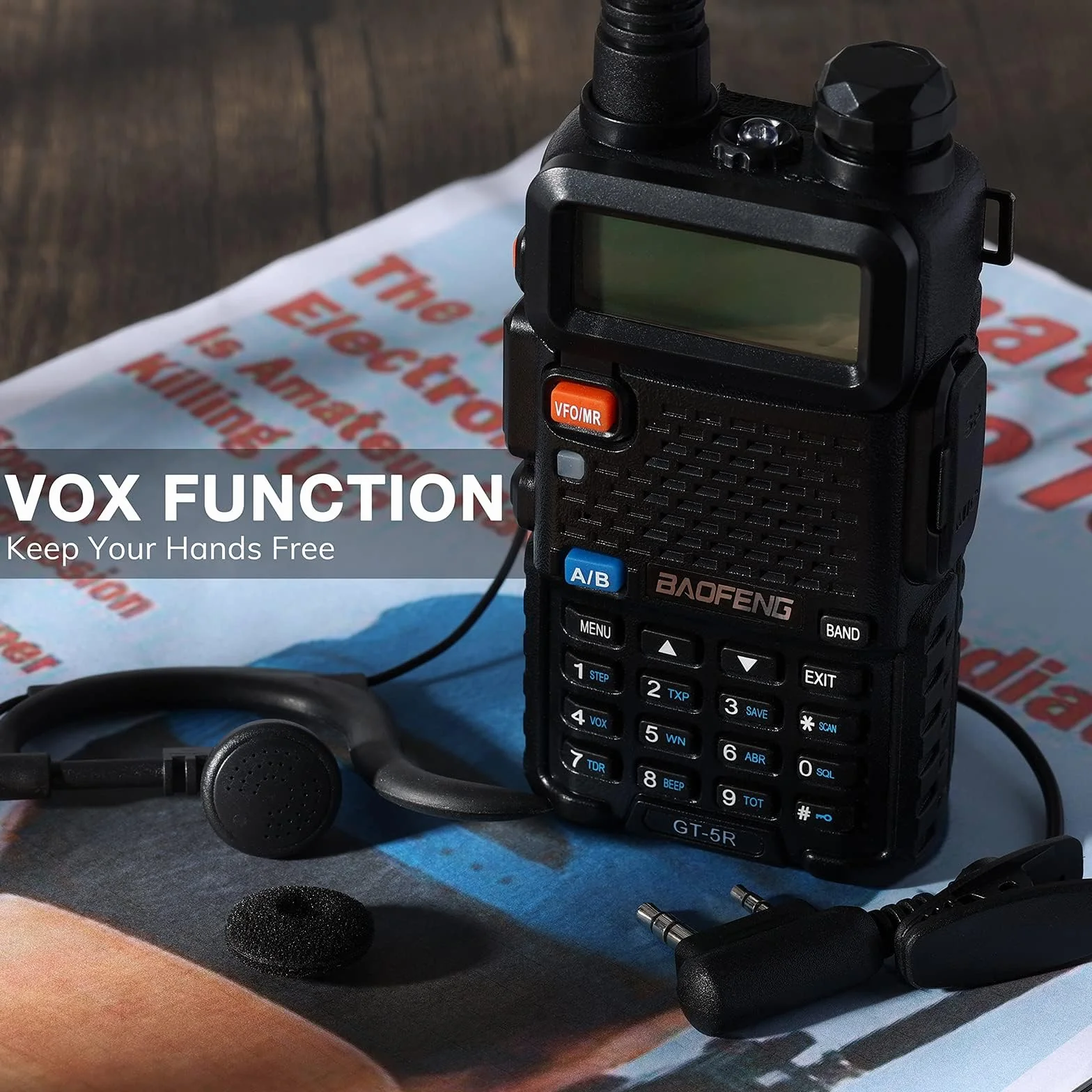 BAOFENG GT-5R Walkie Talkie Aggiornato Dual Band UHF VHF Radio Bidirezionale a Lunga Portata Radioamatore con frequenze 144-146/430-440MHz, 128 Canali, Batteria da 1800mAh, Supporto CHIRP