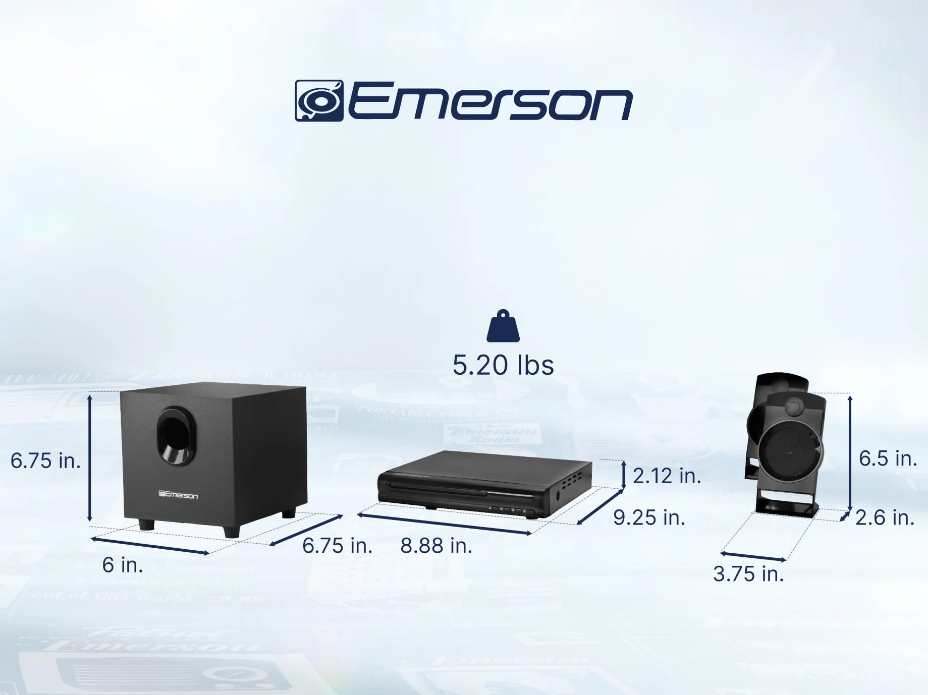 Emerson ED-8050 2,1 canali Home Theater lettore DVD e altoparlante surround sistema audio