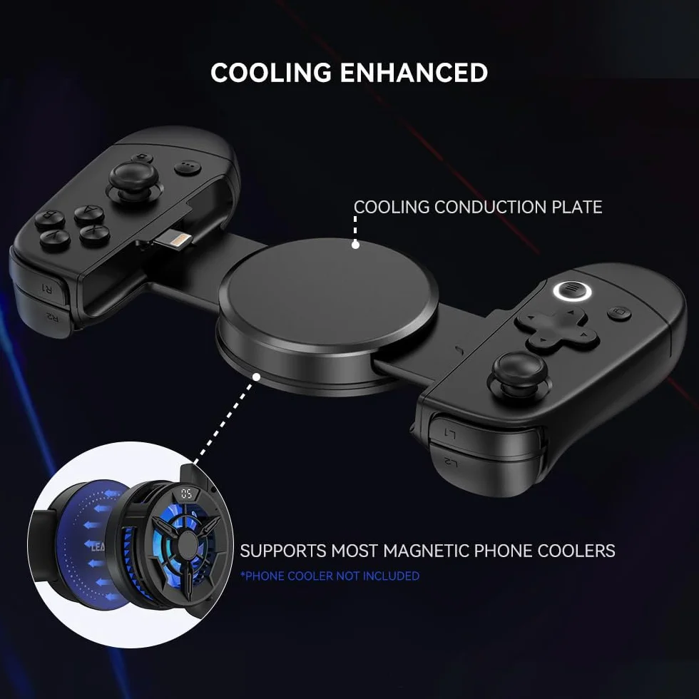 leadjoy Controller per iPhone M1 con funzione di raffreddamento, controller di gioco mobile per iPhone, ricarica pass-through, riproduzione Xbox, GeForceNOW, COD, Diablo, Genshin Impact e altro ancora