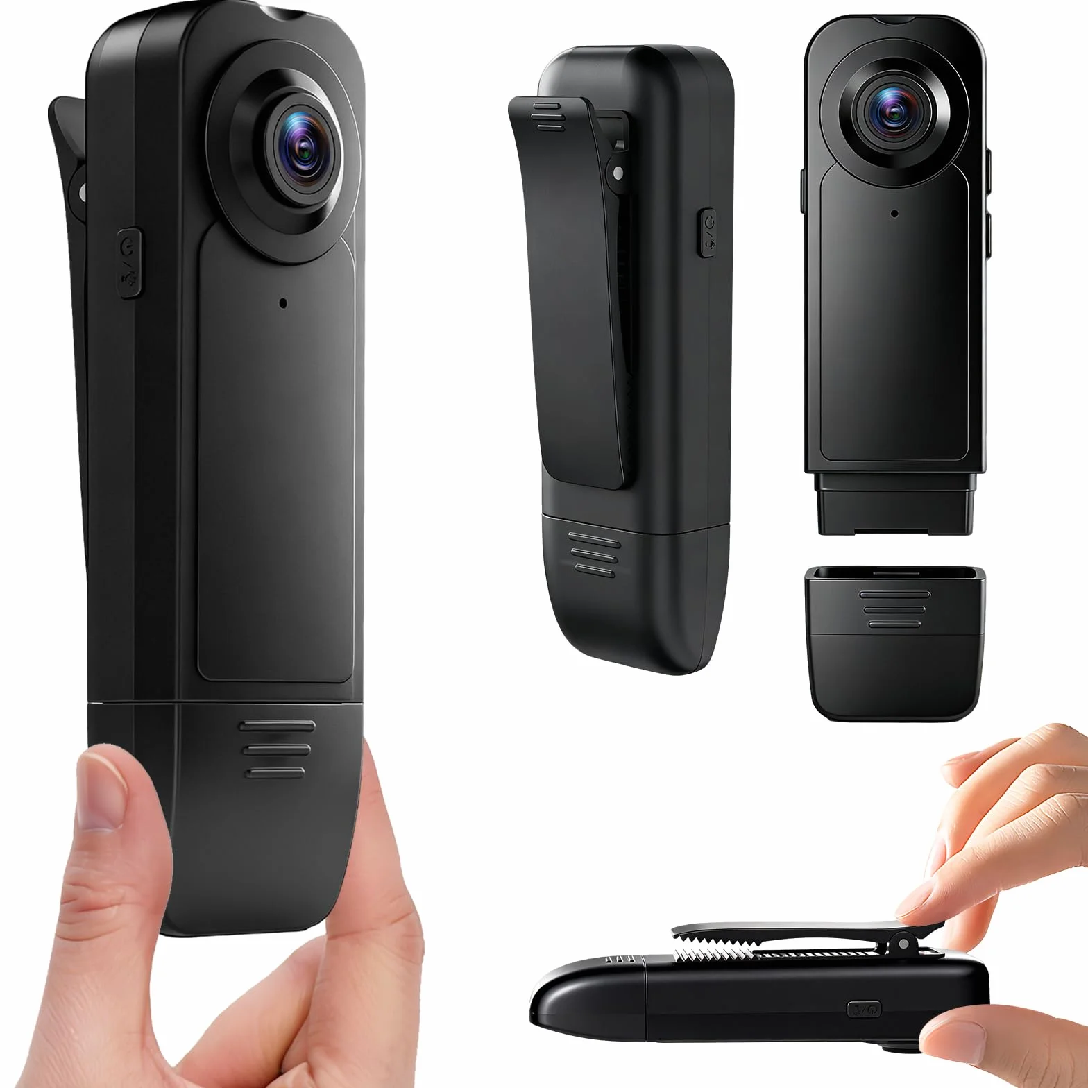 TANGMI Telecamera Spia Portatile, 7 Ore di Utilizzo a Mani Libere Videocamera Invisibile, Visione Notturna & 1080P HD Grandangolo 140° Body Cam Polizia per Registrazione Video e Scatto Foto