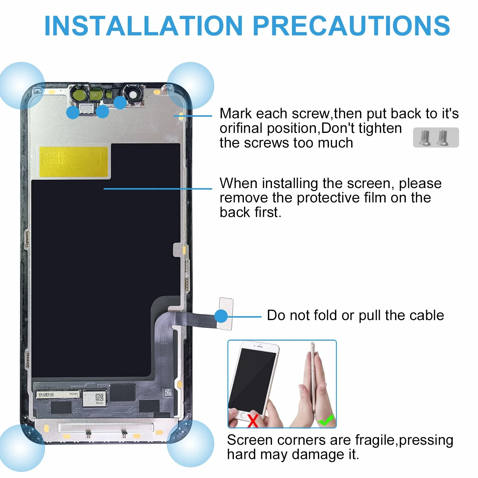 Dinow Display per iPhone 13 Mini LCD Sostituzione Schermo 5.4" LCD di Ricambio Schermo per iPhone 13 Mini(2A2628, A2481, A2626, A2629, A2630, Touch Screen per iPhone 13 Mini con Kit di Riparazione