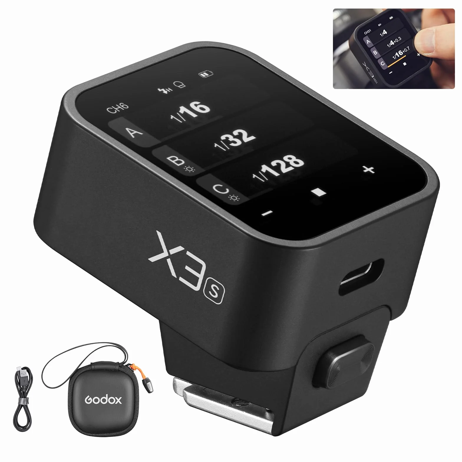 Godox X3-S X3S Wireless Flash Trigger Trasmettitore Flash Touch Screen OLED per Fotocamere Sony 2.4GHz Wireless 1/8000S HSS TTL Tcm Funzione Batteria Ricaricabile Trigger Remoto per Sony