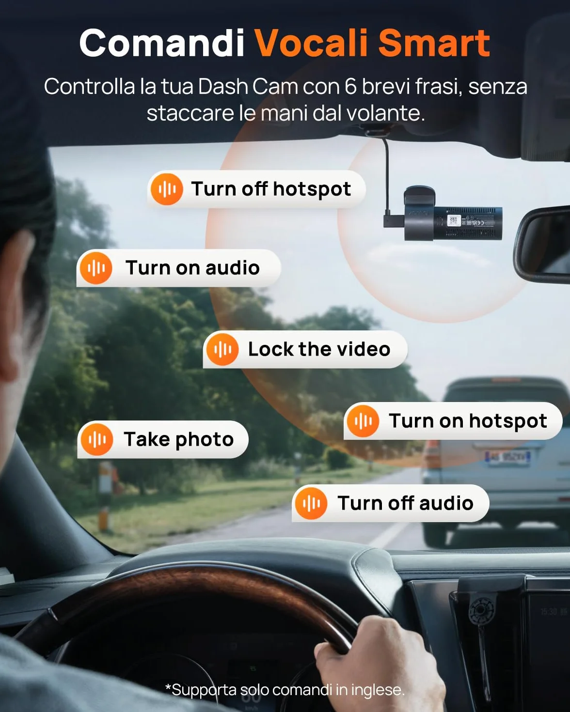 70mai Dash Cam Auto M310 Plus 4K, 2160P Mini Dashcam, Visione Notturna, WDR, Grandangolo, Sensore G, Registrazione In Loop, Controllo App