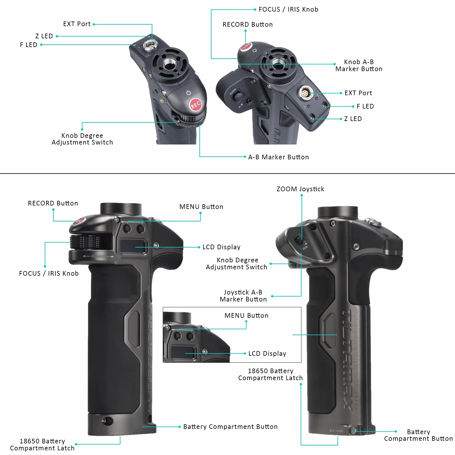 TILTA Follow focus Nucleus-M Sistema di controllo dell'obiettivo wireless per obiettivo per fotocamera mirrorless DSLR, con unità manuale 2 Impugnatura wireless 2 Motore wireless WLC-T03