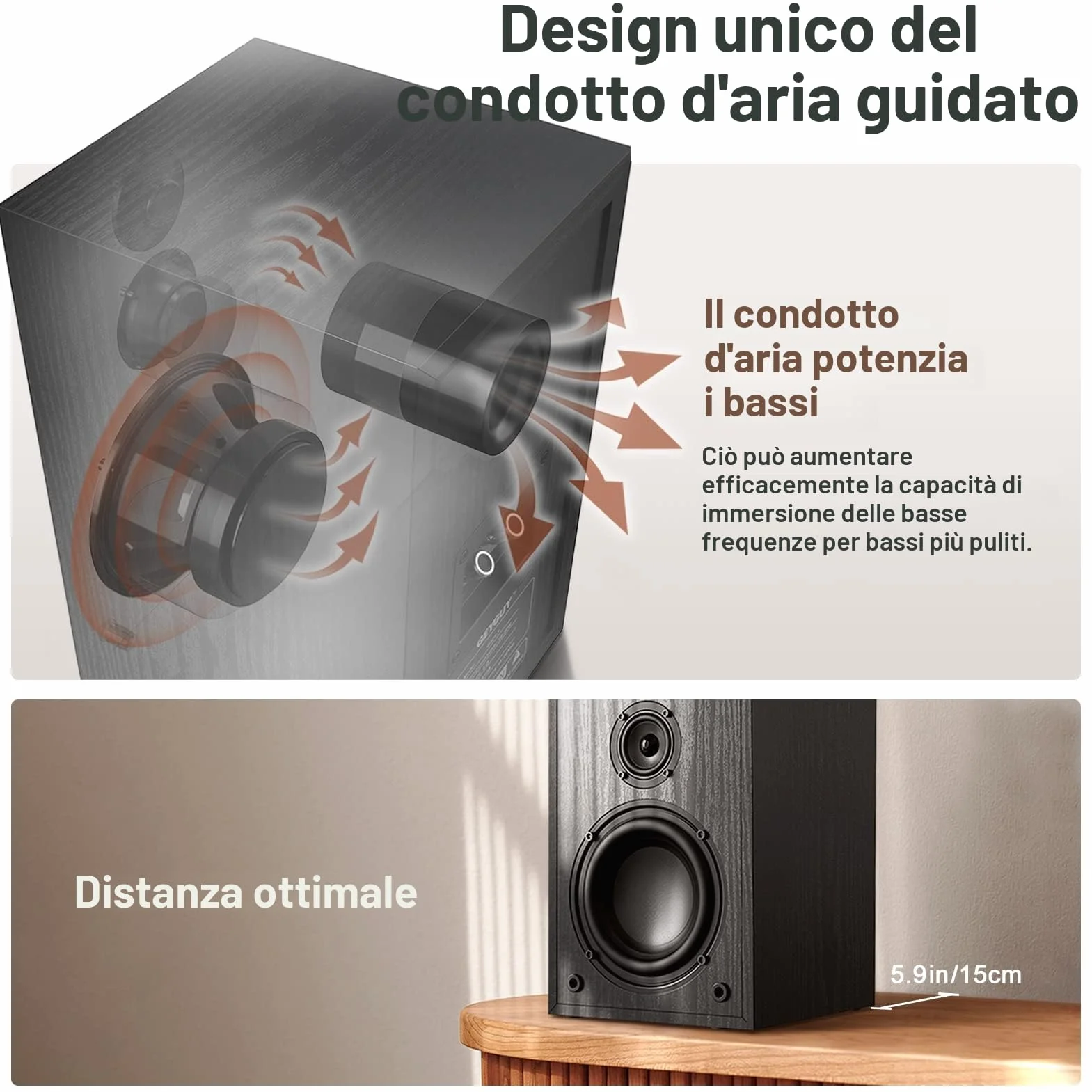 Passive Bookshelf Speakers, 3-Way 80W RMS / 240W Peak Power, 2.0 Stereo Home Theater Speakers with Deep Bass 48Hz, HiFi Audio for TV & PC Studio Use
