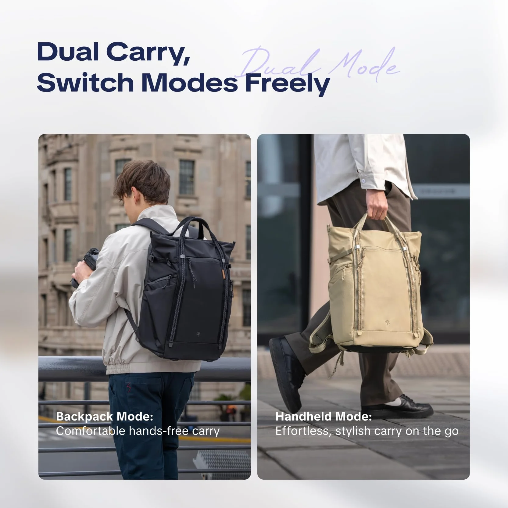 PGYTECH OneGo Roamer Zaino Fotografico 18L, Tote Casual Idrorepellente con Doppio Trasporto, per Fotocamere Reflex/Mirrorless, Drone DJI Mavic, MacBook Air 15", Supporto Treppiede (Khaki)