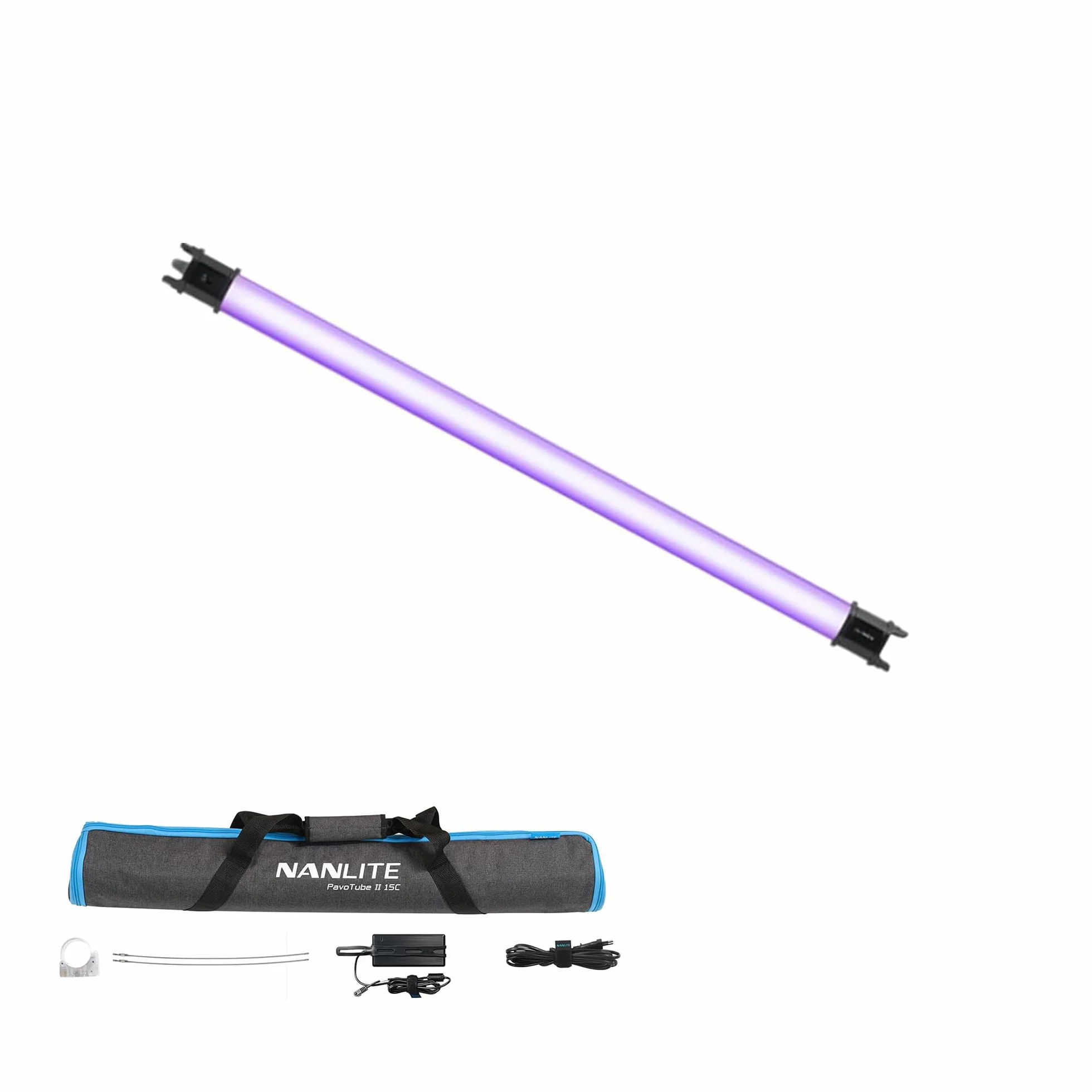 NANLITE PavoTube II 15C/30C RGBWW Tubo di luce LED – 2700K-7500K bicolore + RGB, luce video portatile per studio fotografico, alimentata a batteria con supporti e custodia (1 kit, PavoTube II 15C)
