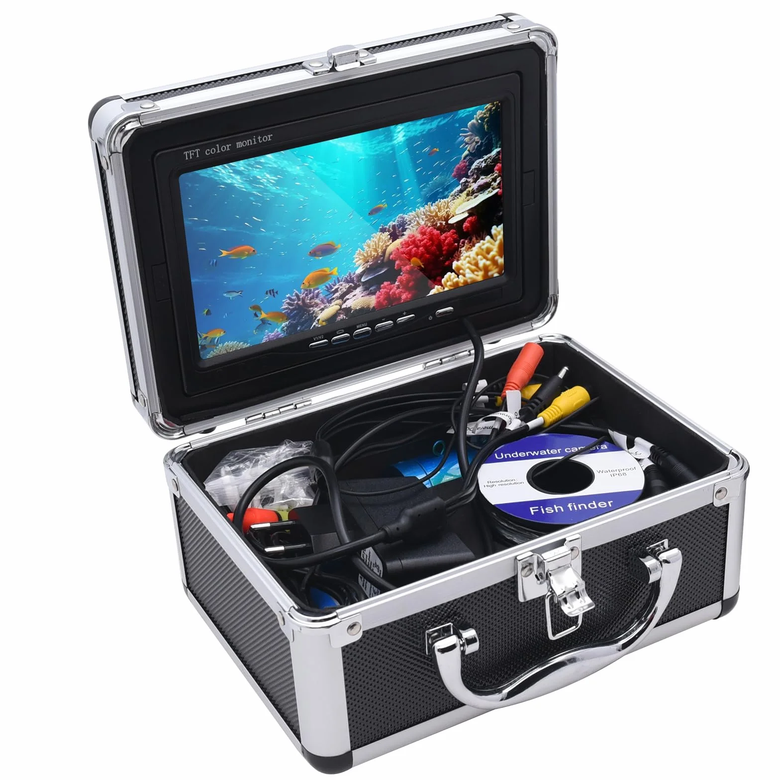 KAOLALI Fotocamera da Pesca subacquea, 7''Fotocamera di Rilevatore di Pesci Schermo LCD HD 1080P Fotocamera subacquea Pesca Impermeabile per Pesca sul Ghiaccio Lago e Barca Cavo 15/30/50M