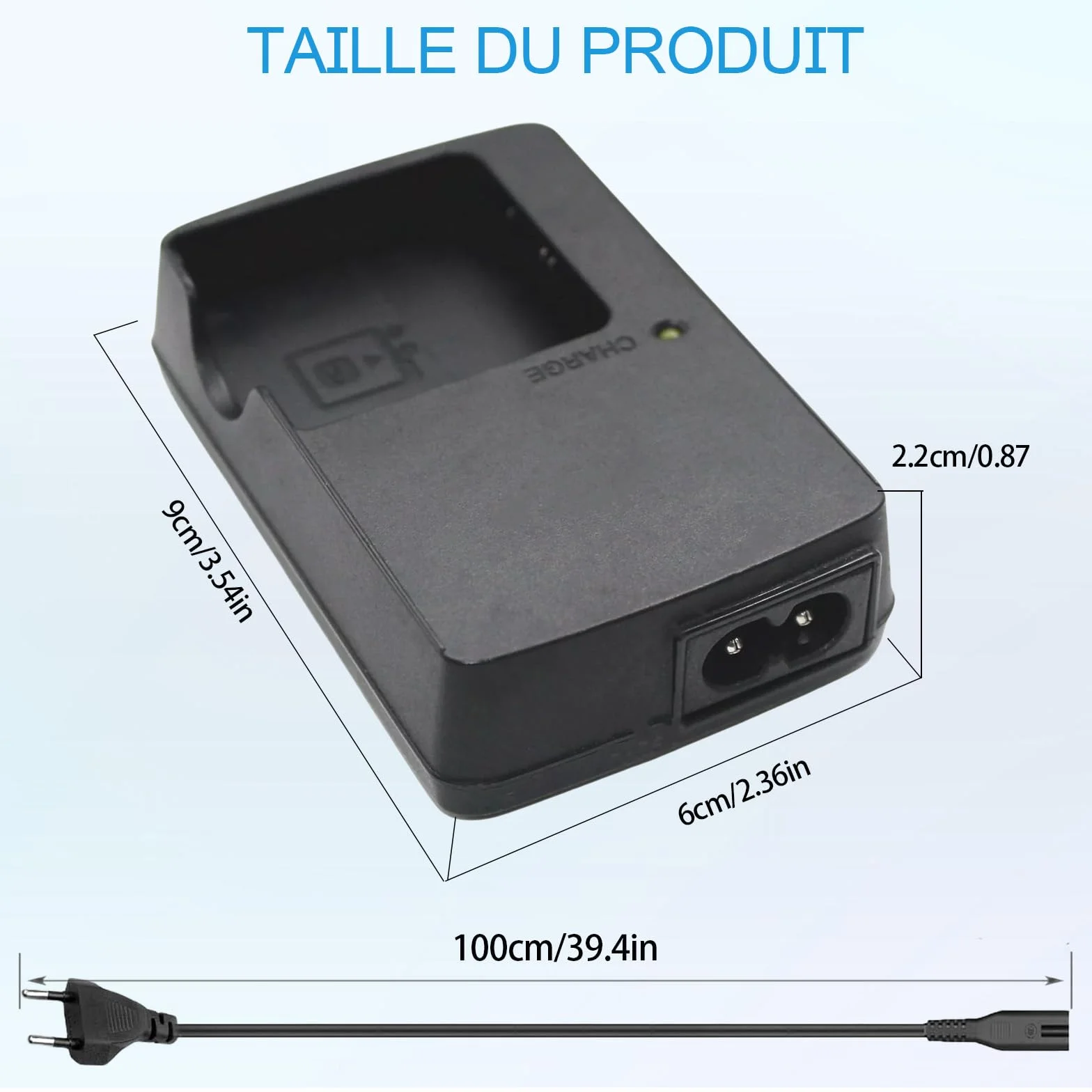 BC-CSGB NP-BG1 NP-FG1 Caricabatterie compatibile con Sony Cybershot DSC-HX5V,DSC-HX9V,DSC-W30,DSC-W35,DSC-W50,DSC-W55,DSC-W70,DSC-W80,DSC-H10,H20,H50,H55 Fotocamera e 120cm AC Power Cord