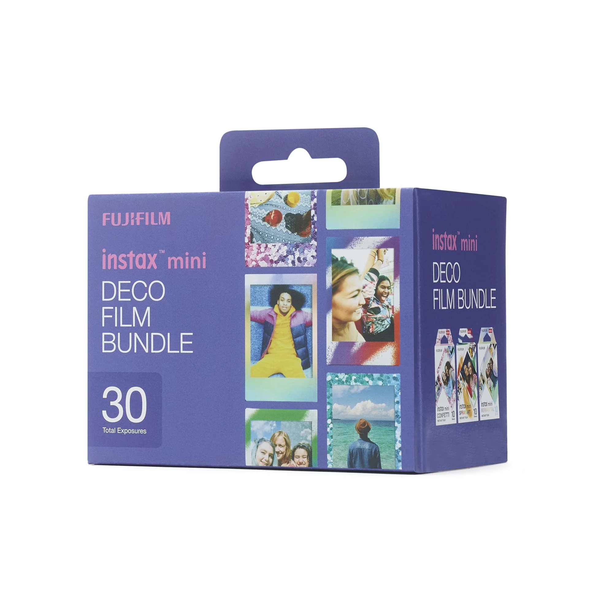 instax mini DECO film bundle pellicole, 30 scatti, 3 pacchi da 10 scatti, motivo bordo Confetti, Mermaind Tail e Spray Art