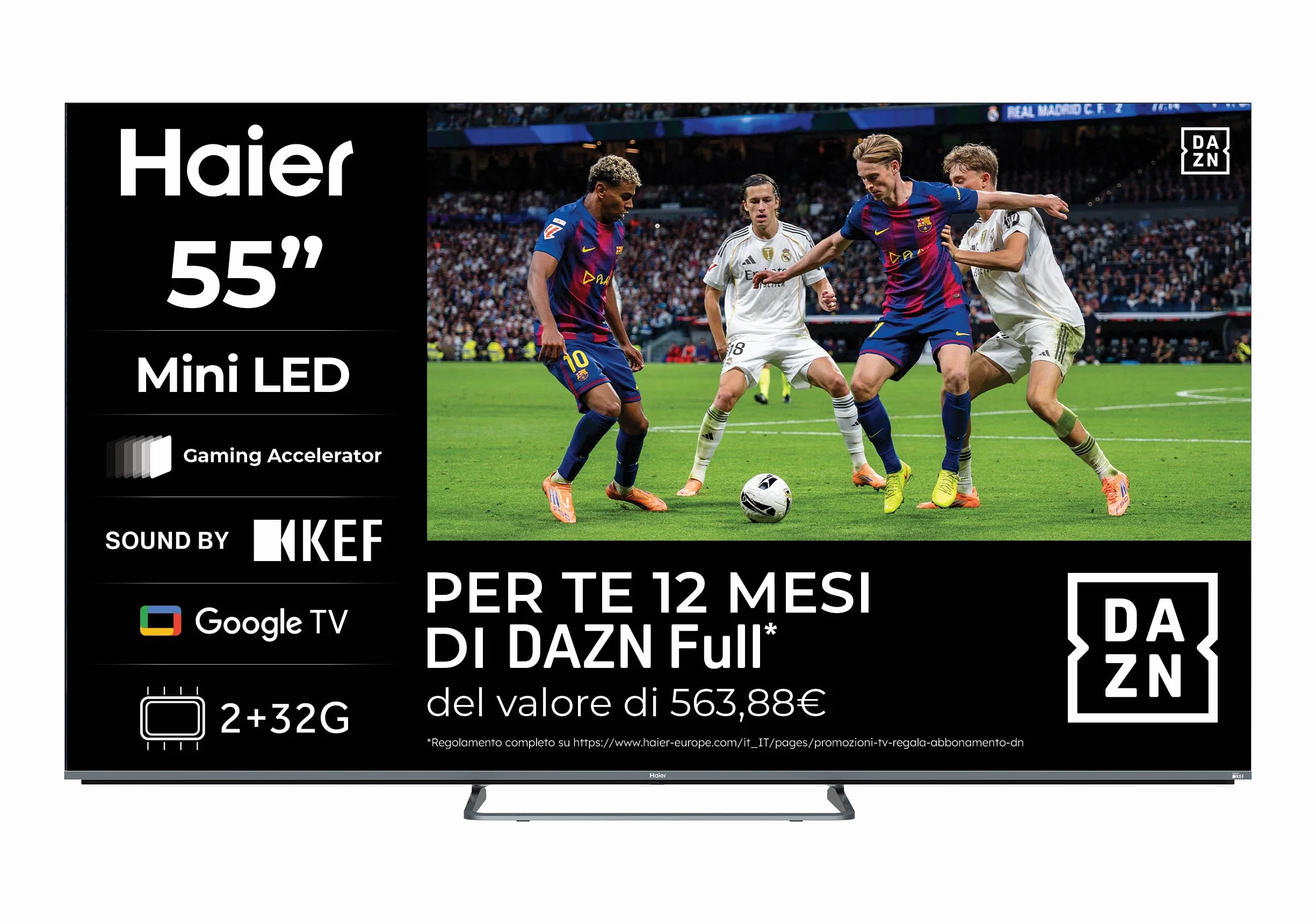 Haier 55" QD MiniLED 4K UHD Smart TV H55M80FUX Google TV Dolby Atmos HDR10 Bluetooth 5.2
