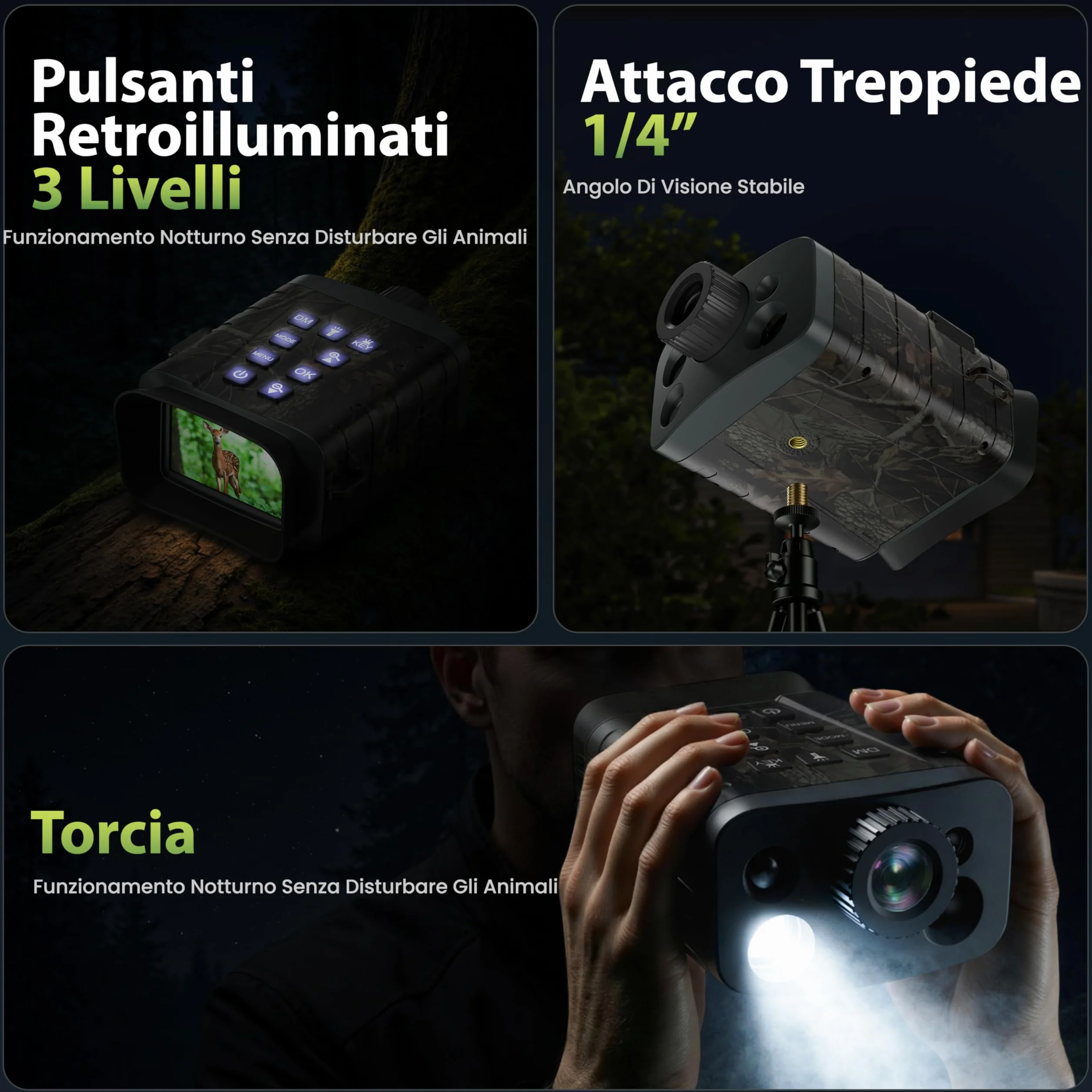 Visore Notturno con Telemetro – Binocolo Visione Notturna 4K, Zoom Digitale 18X, Telemetro fino a 1000m & Visione Notturna fino a 600m, Batteria 5000mAh, Scheda 64GB – per Osservazione Fauna e Outdoor
