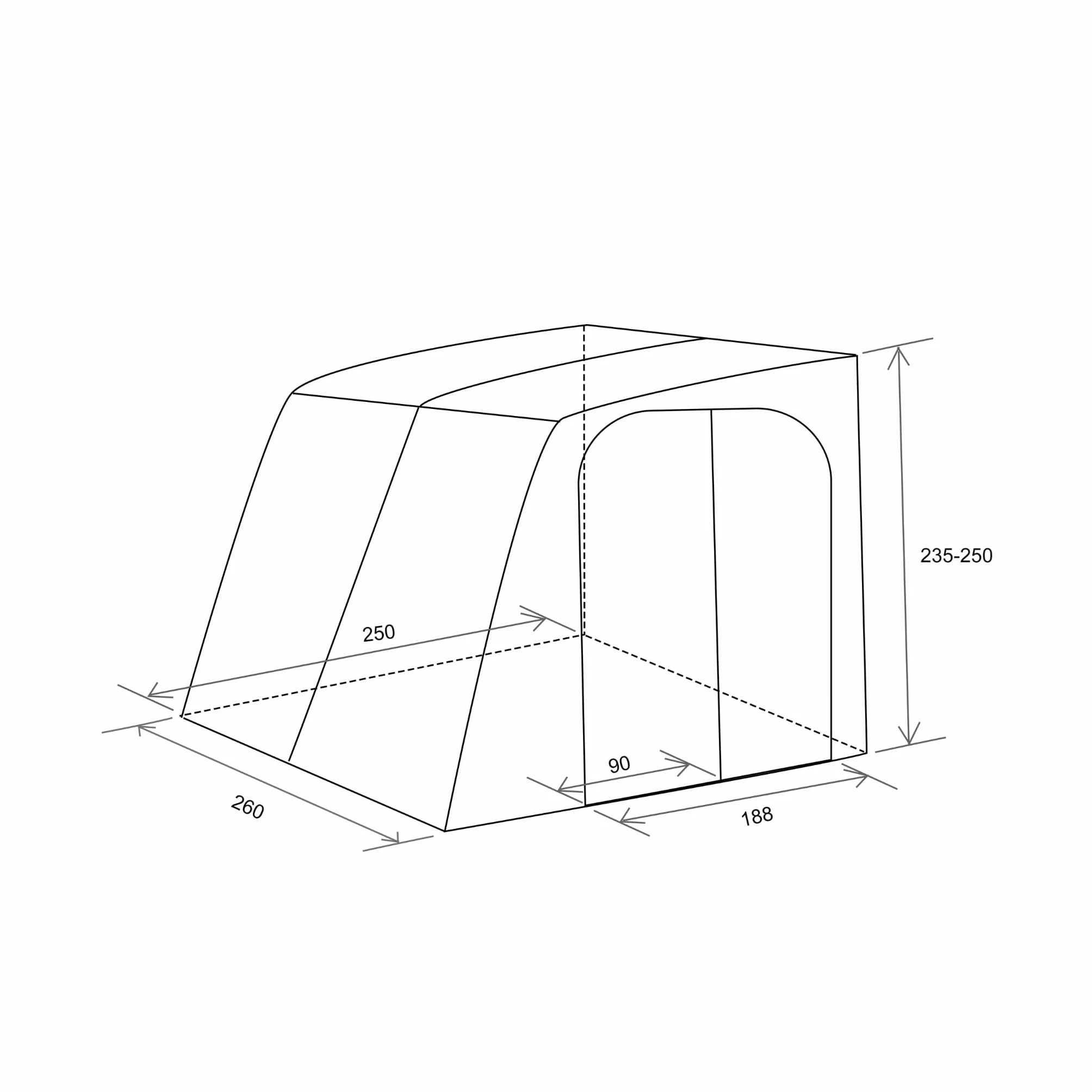 Tenda Unikka Weekender in fibra di vetro 260 cm per camper e roulotte