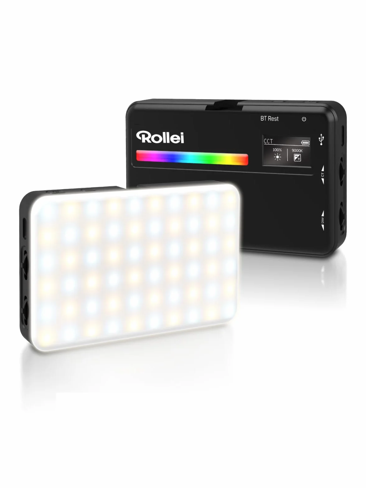 Luce Led Fotografia, Rollei Lumis Compact RGB Faretto Video Fotografiche Portatile 125g 98 CRI/TLCI con 13 Effetti e Batteria Ricaricabile per Macchina Fotografica, Faretto-Luce-Fotografia-LED-Video