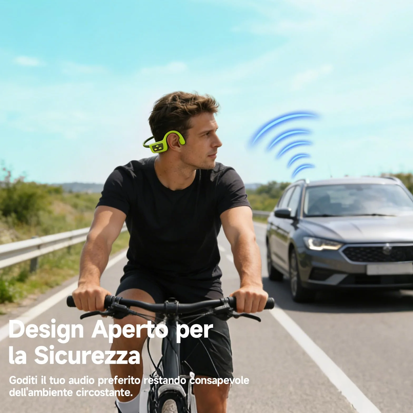 Cuffie a conduzione ossea per nuoto, Cuffie wireless impermeabili IPX8, Cuffie sportive aperte Bluetooth 5.4, Lettore MP3 integrato da 8GB, Adatte per palestra, ciclismo, Verde