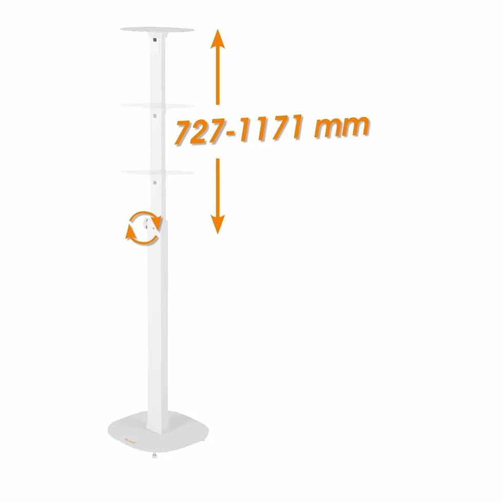 My Wall HS 23 WL - Supporto per altoparlante estensibile, supporto da pavimento, regolabile in altezza bianco 2 pezzi.