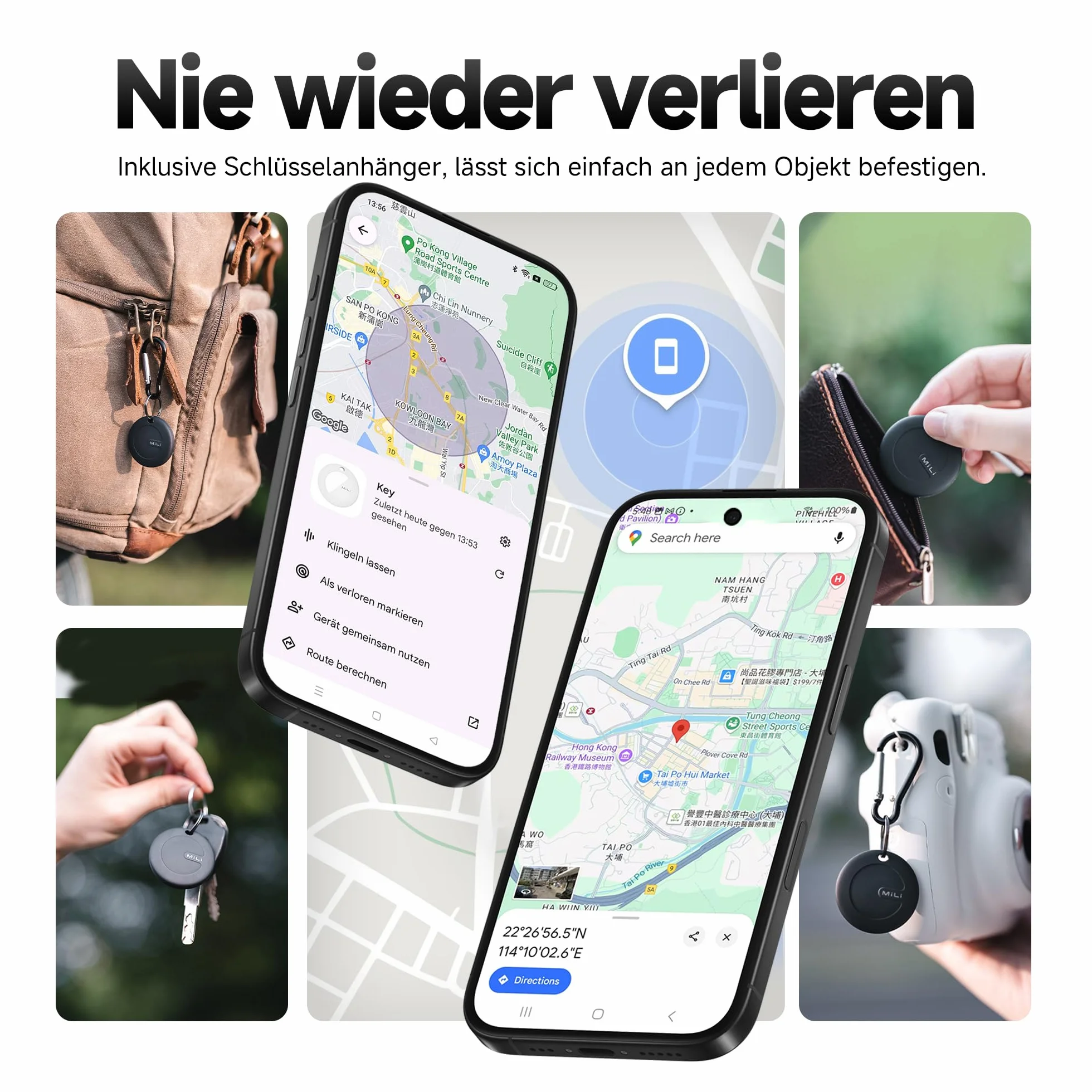 MiTag Smart Tracker Tag, Localizzatore Bluetooth Compatibile con Trova dispositivo (Solo Android), Trova Oggetti e Chiavi/Bagagli/Valigie/Zaini, Portafogli/Batteria Sostituibile, Nero-4Pack