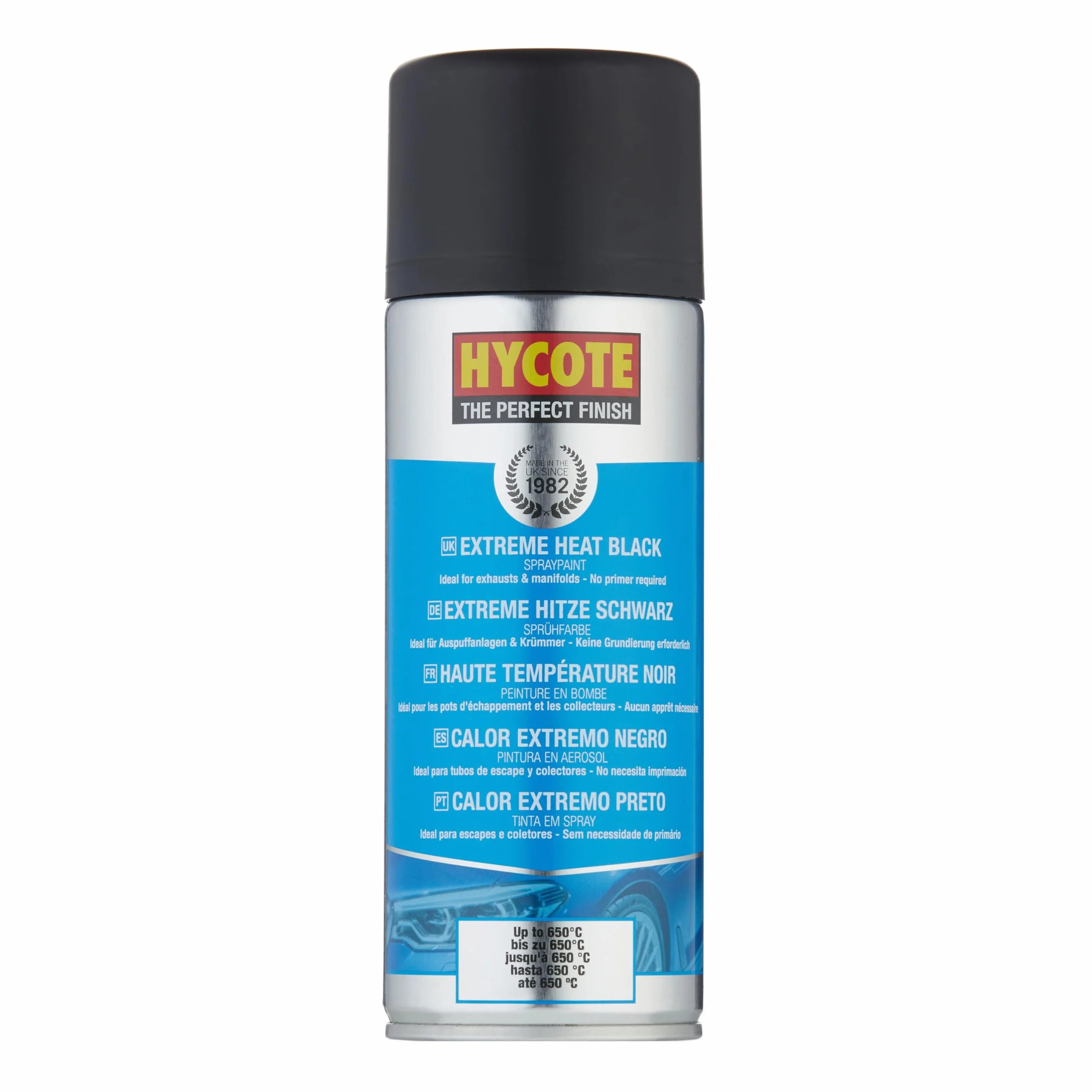 Hycote Vernice Spray Nero Opaco Alte Temperature 400 ml Resistente al Calore per Motore