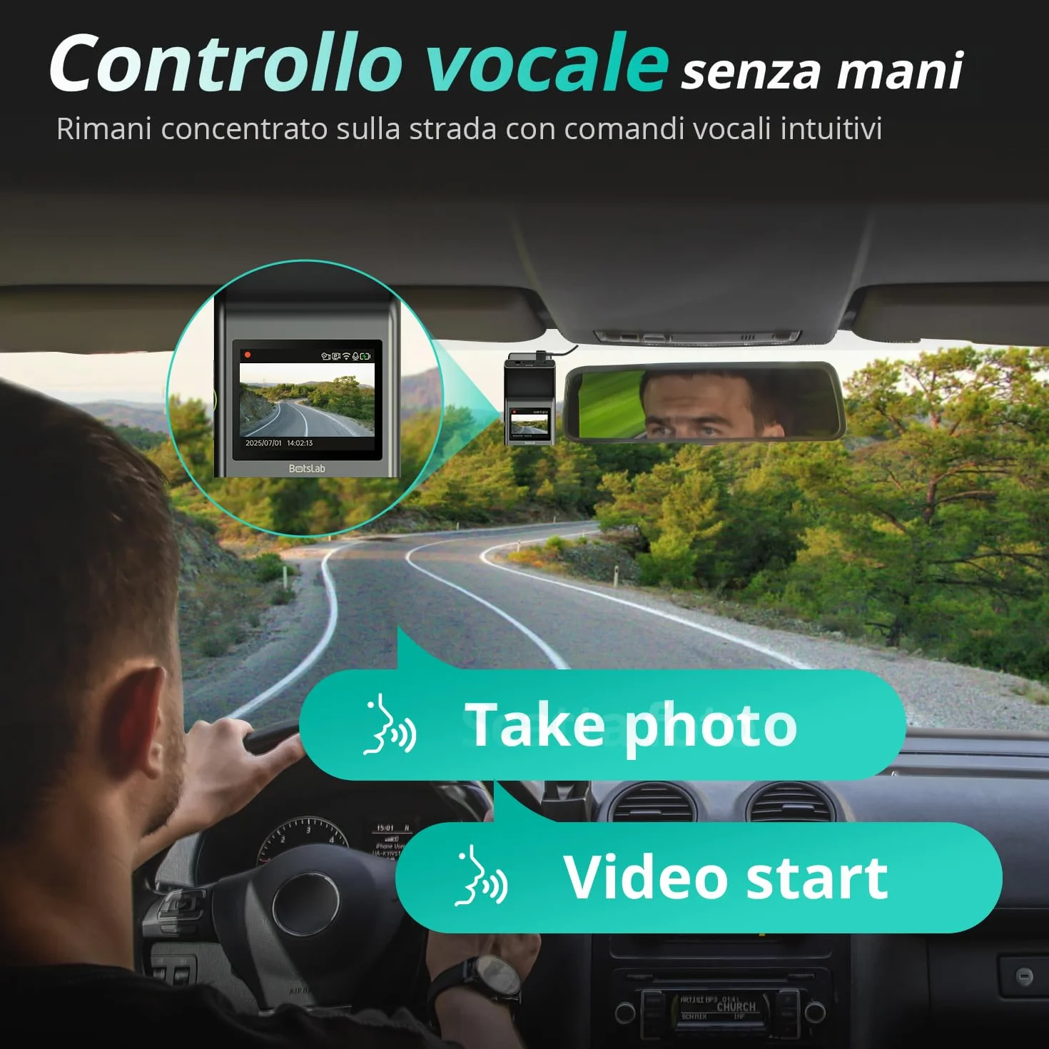 BOTSLAB Dash Cam 4K+1080PFronte Retro Dashcam con Scheda SD 64GB, Dashcam STARVIS 2,WiFi 5G,GPS,WDR Grandangolare a 170, Visione Notturna, WDR,Sensore G, Modalità Parcheggio 24H, Registrazione in Loop