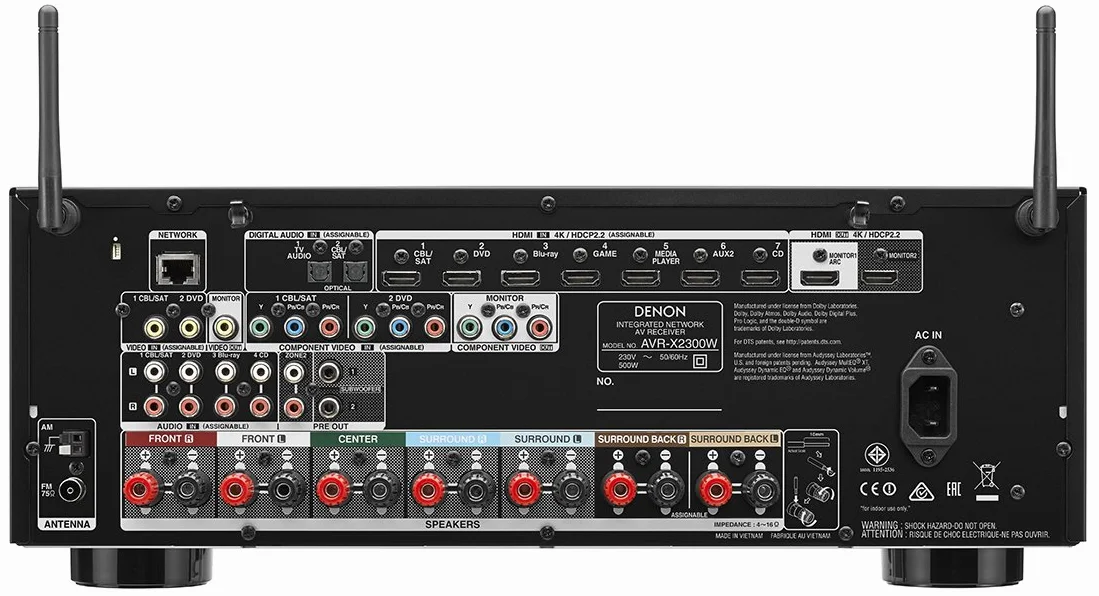 Denon AVR-X2300 Sintoamplificatore HD Dolby HD DTS:X Nero