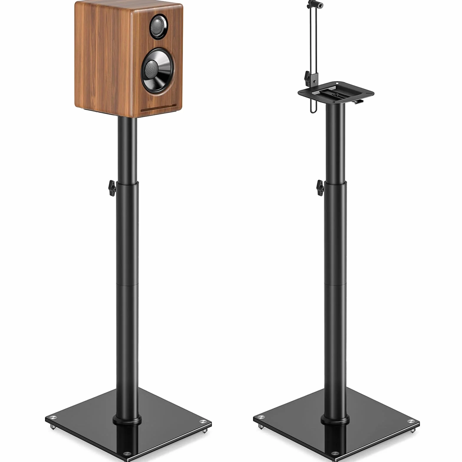 Supporti Altoparlanti 5Rcom Regolabili in Altezza per Satellite & Libreria, Set di 2, Portata 5kg per Supporto, Design Elegante, Montaggio Semplice, Gestione Cavi