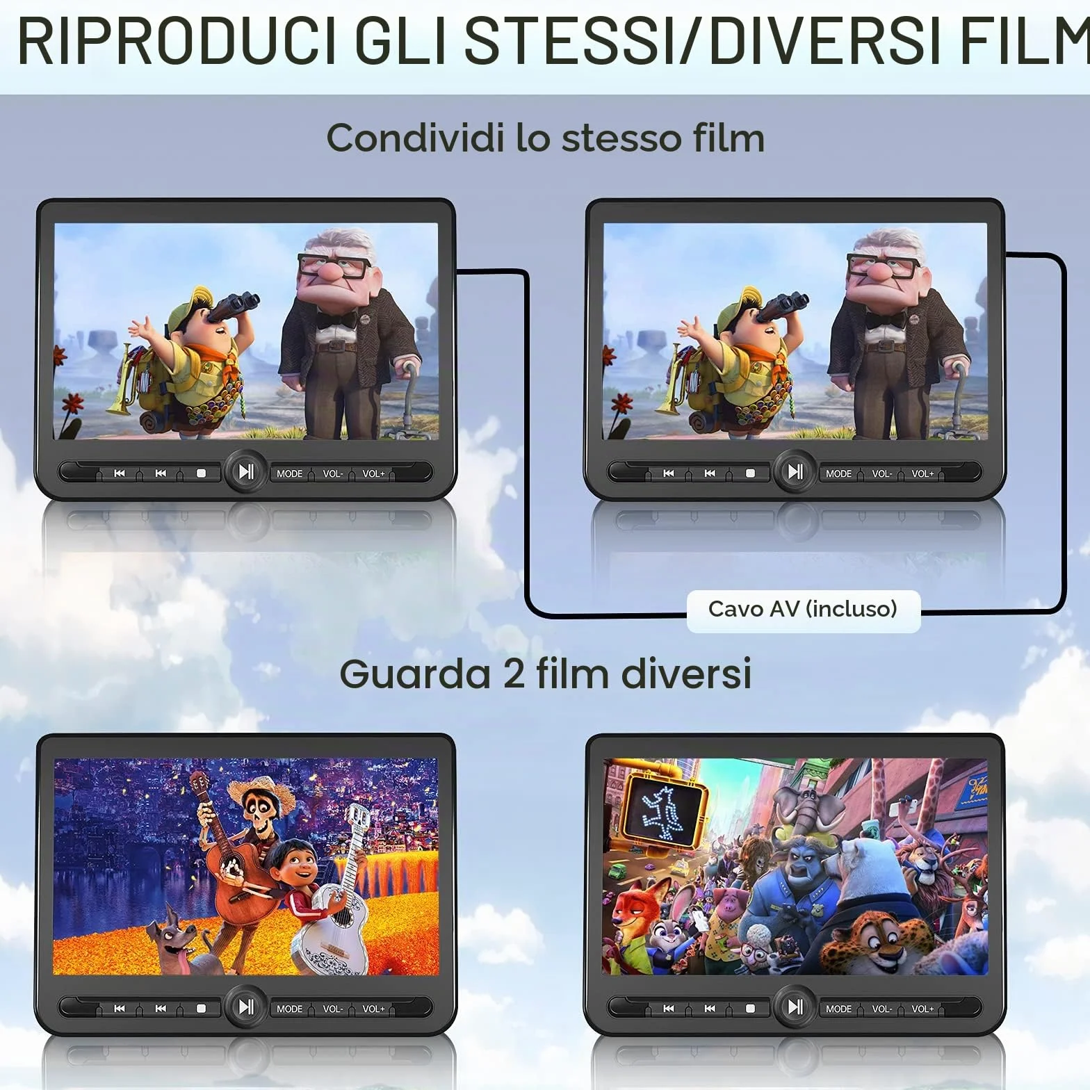 Arafuna 10,5" Doppio Lettore DVD per Auto, Ricaricabile Schermo Auto Play Uno o Due Film Diversi, Poggiatesta per Auto Ricaricabile, Supporto USB/SD, Ultima Memoria