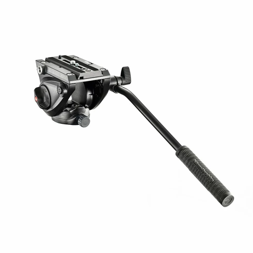 Manfrotto MVH500AH Testa Video con Base Piatta, 1 Leva Fissa, Alluminio, Nero
