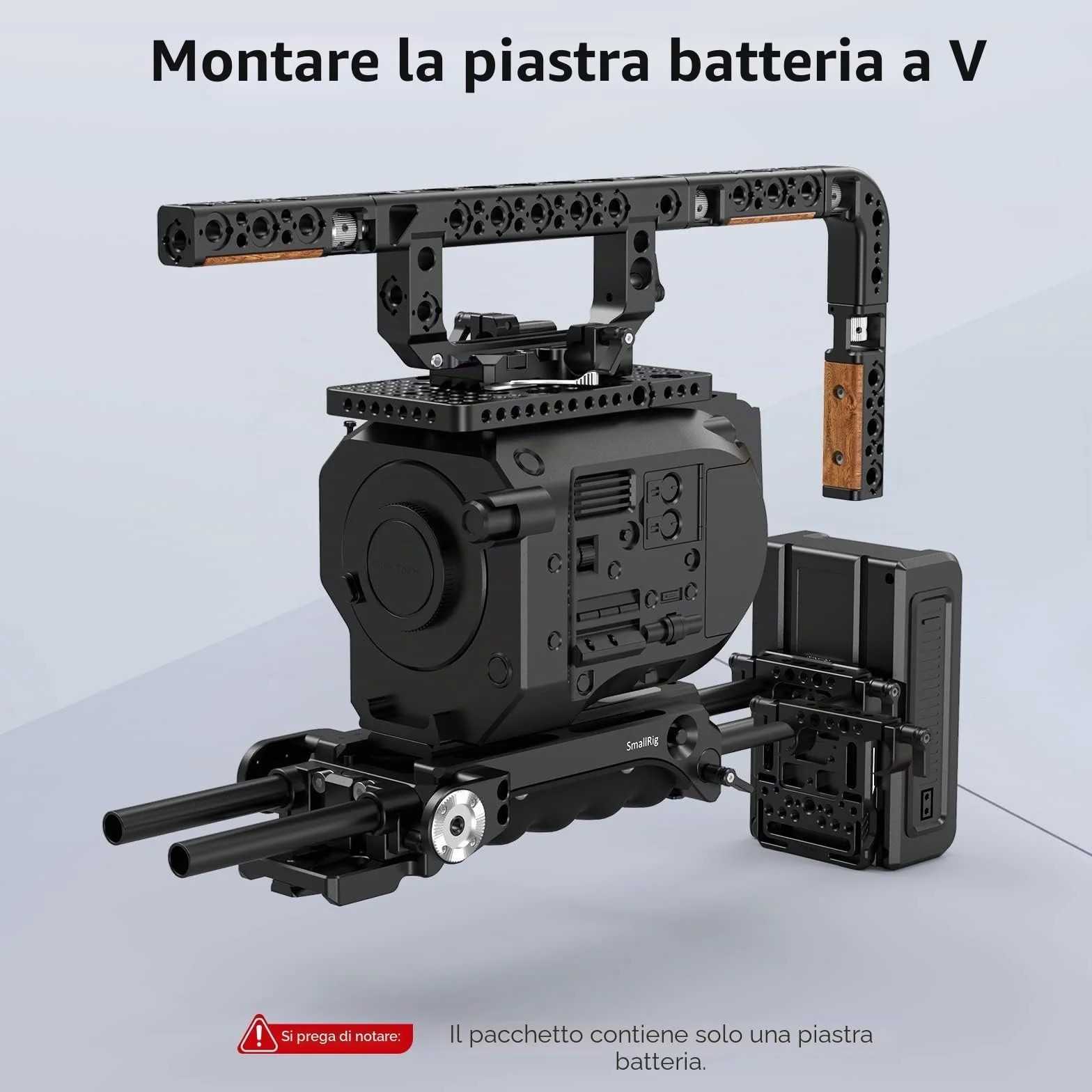 SMALLRIG Piastra Batteria con Montaggio a V con Doppio Morsetto per Asta da 15 mm - 3016