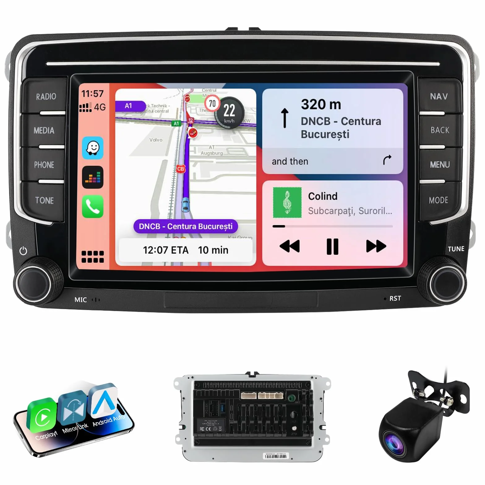 Haudio 2 Din Autoradio con Wireless Apple CarPlay e Android Auto, Schermo da 7 Pollici con Canbus, Bluetooth, Mirror Link,WiFi, FM/AM/RDS/SWC Autostereo per VW Golf 6, Passat,Polo, Tiguan, Jetta&Skoda