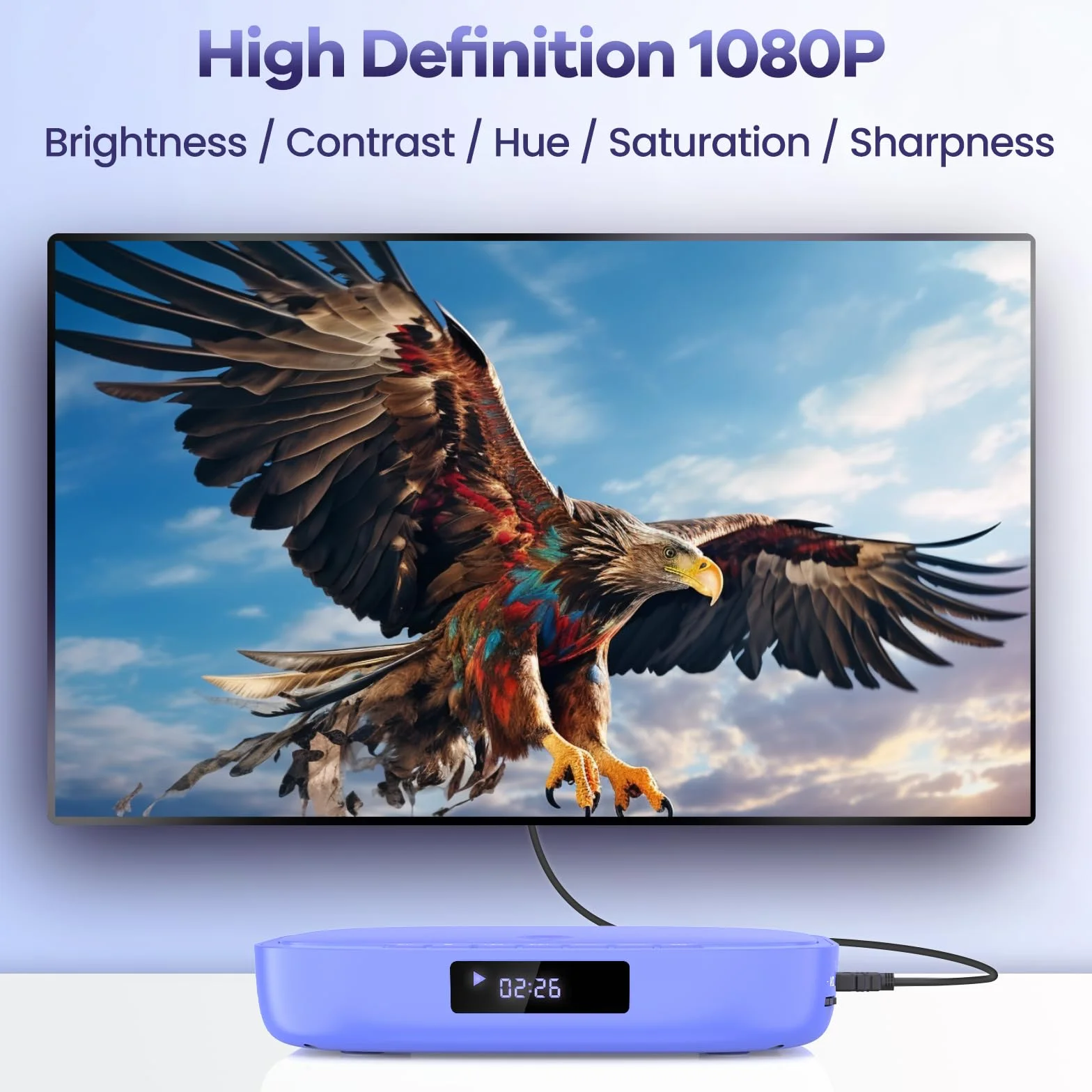 Desobry Mini Lettore DVD per TV 1080P, Lettore DVD senza regione con HDMI, incluso cavo HDMI/RCA e telecomando, Player che supporta l'ingresso USB/TF, Memoria di interruzione