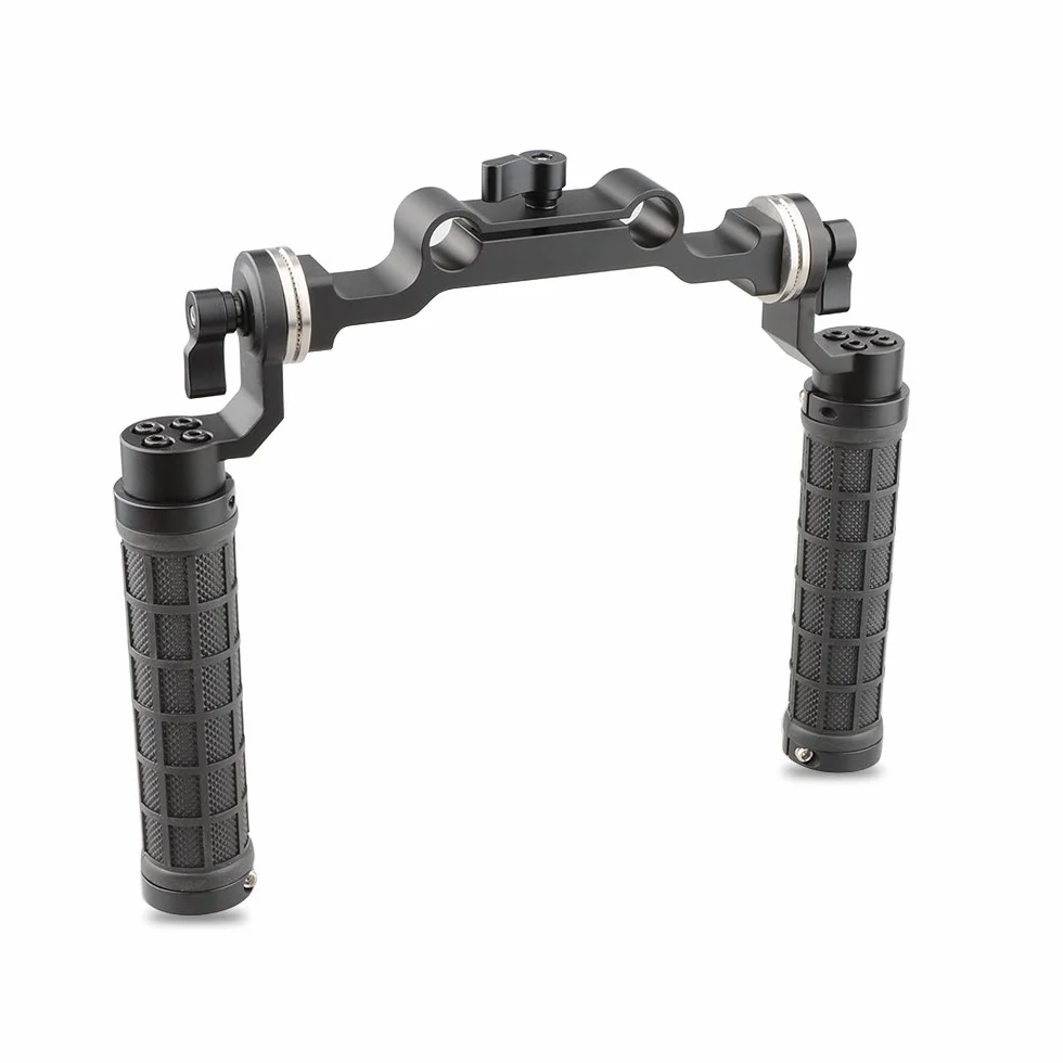 CAMVATE 15 mm asta e gomma morbida impugnatura supporto della spalla Rig con rosette per DSLR (nero, M6 filettatura,31.8 mm)